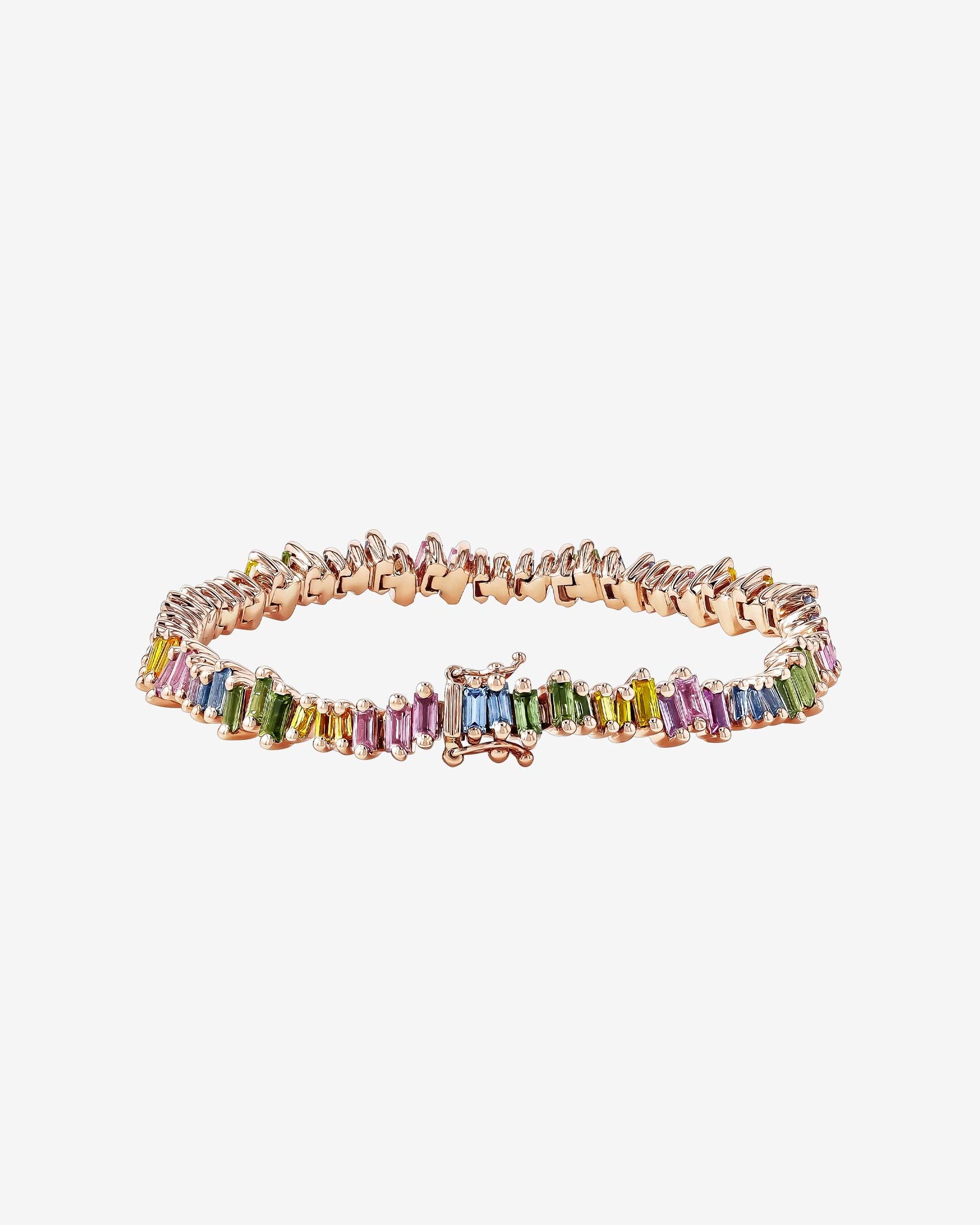 Suzanne Kalan Bold Pastel Sapphire Tennis Bracelet in 18k rose gold
