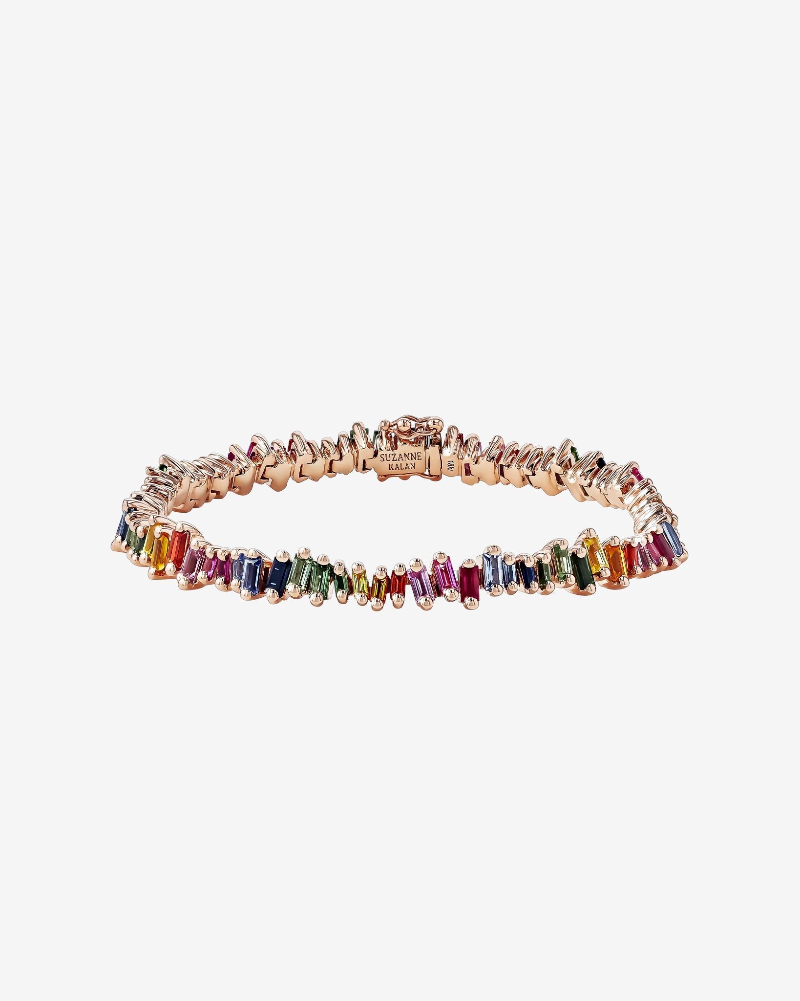 Suzanne Kalan Bold Rainbow Sapphire Tennis Bracelet in 18k rose gold