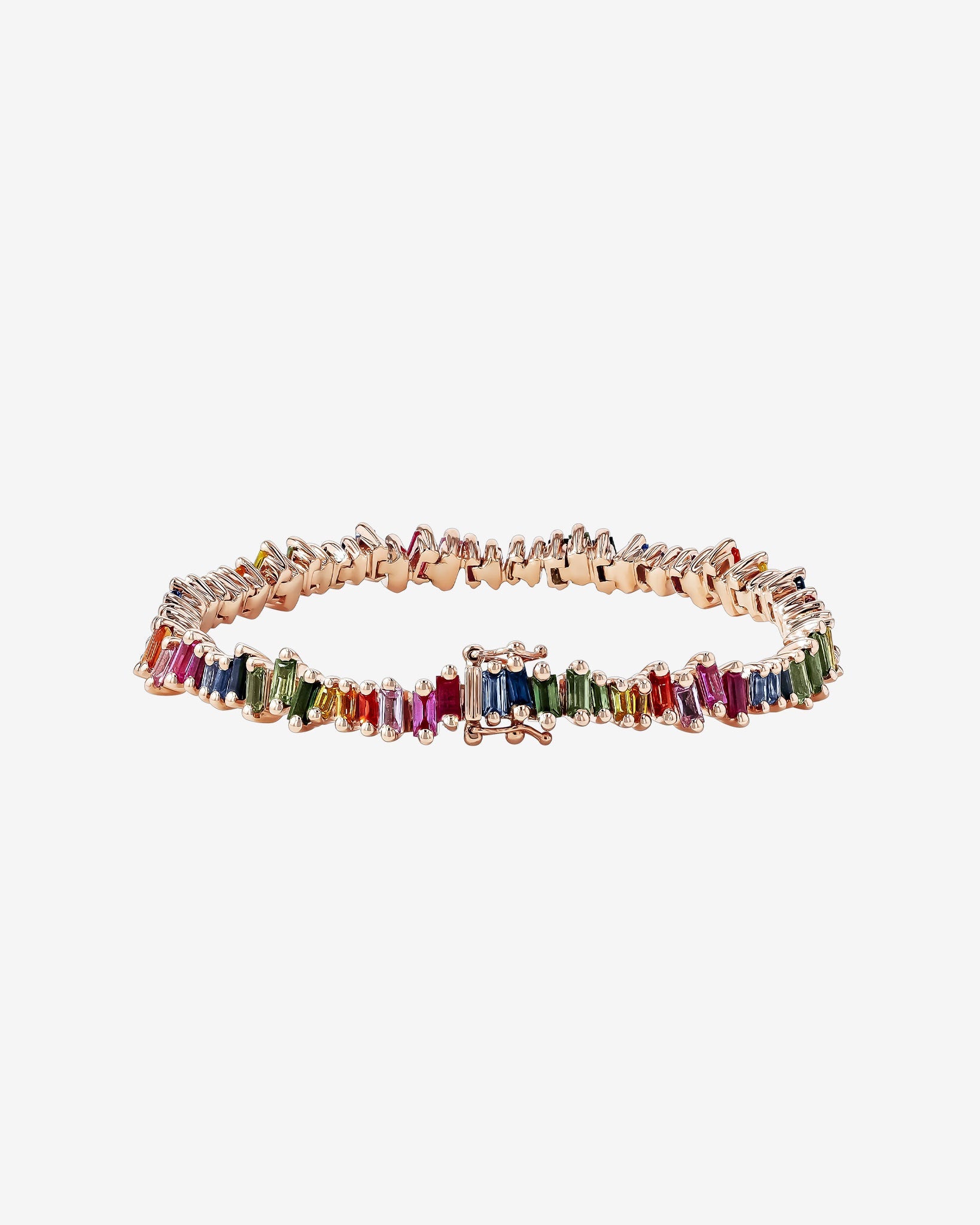 Suzanne Kalan Bold Rainbow Sapphire Tennis Bracelet in 18k rose gold