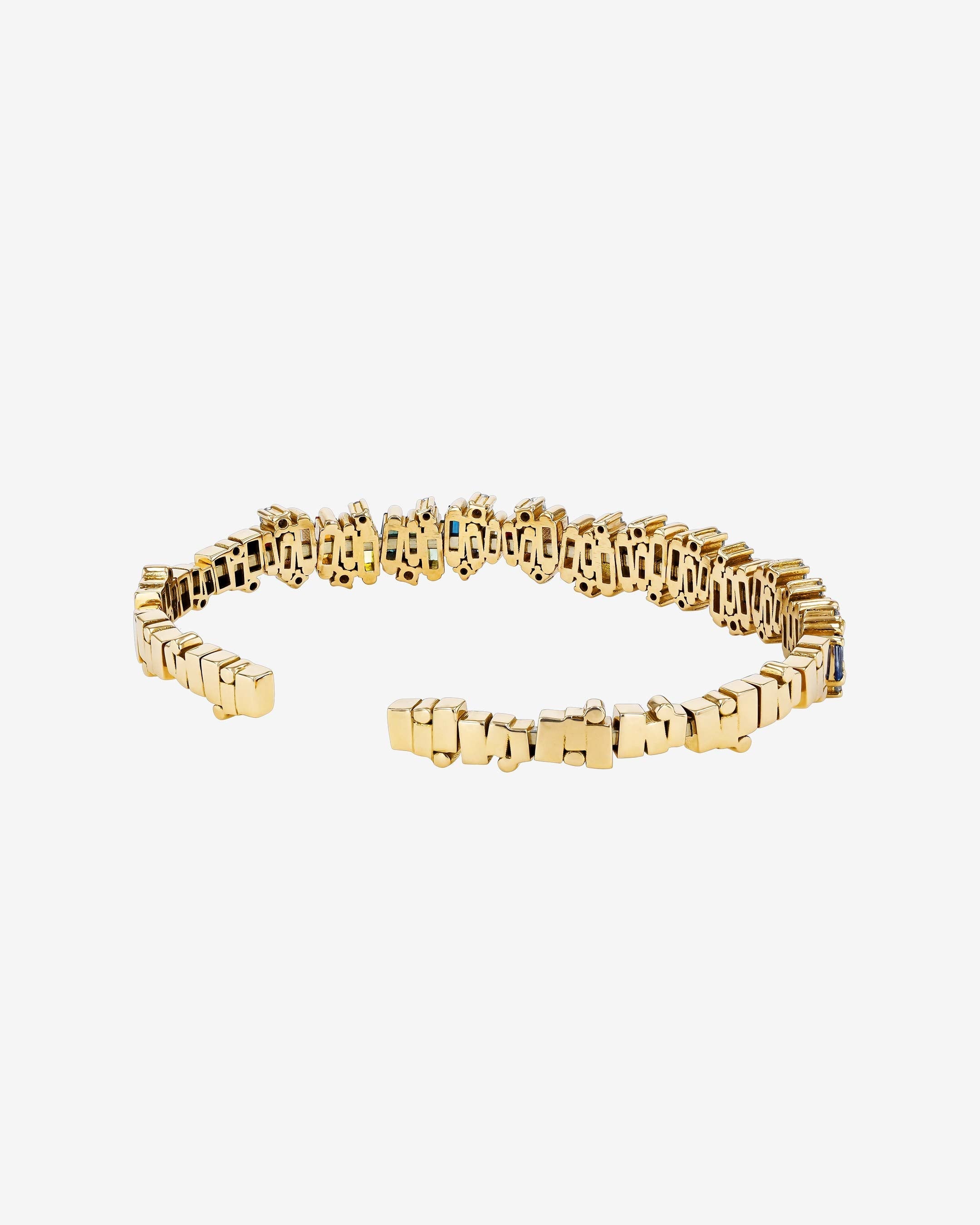 Suzanne Kalan Shimmer Audrey Rainbow Sapphire Bangle in 18k yellow gold