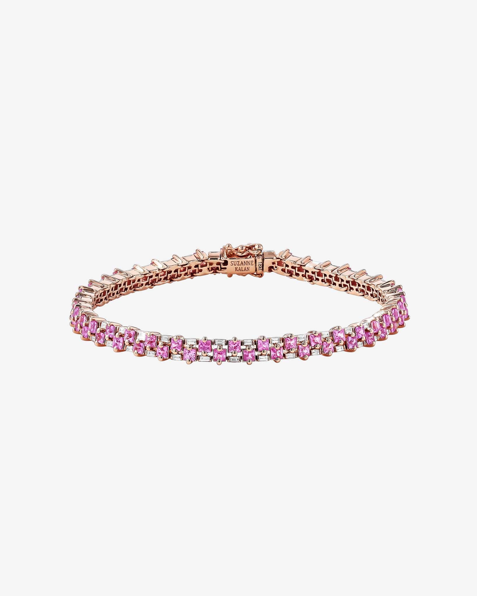 Suzanne Kalan Princess Mini Stack Pink Sapphire Tennis Bracelet in 18K rose gold