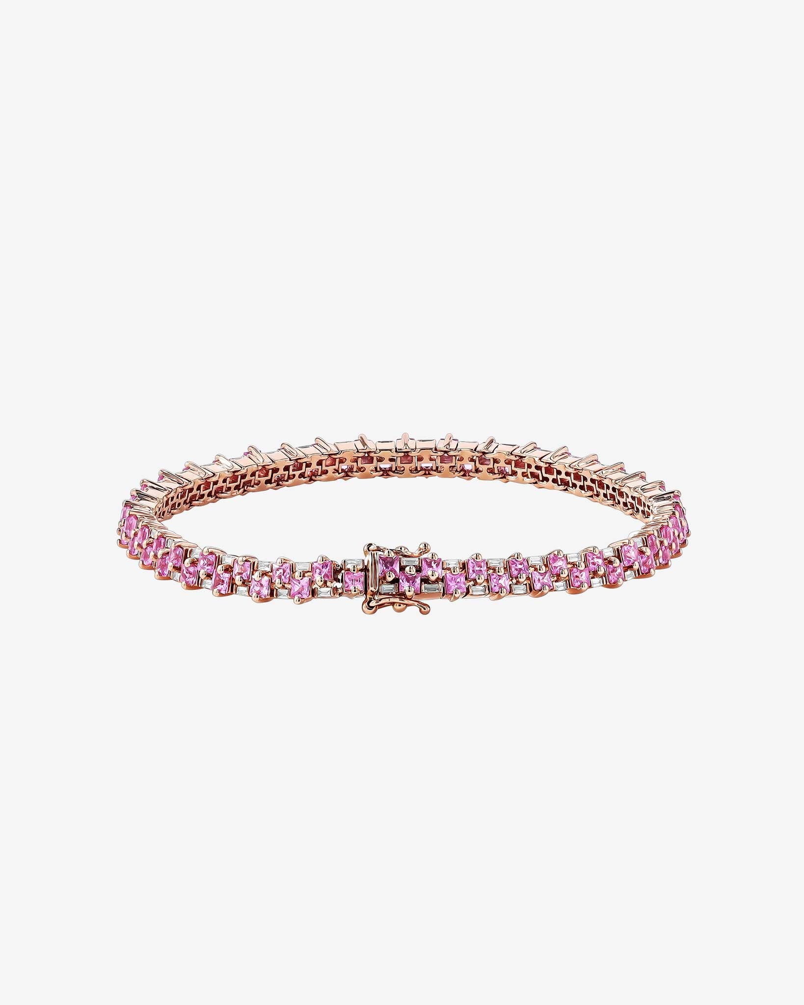 Suzanne Kalan Princess Mini Stack Pink Sapphire Tennis Bracelet in 18K rose gold
