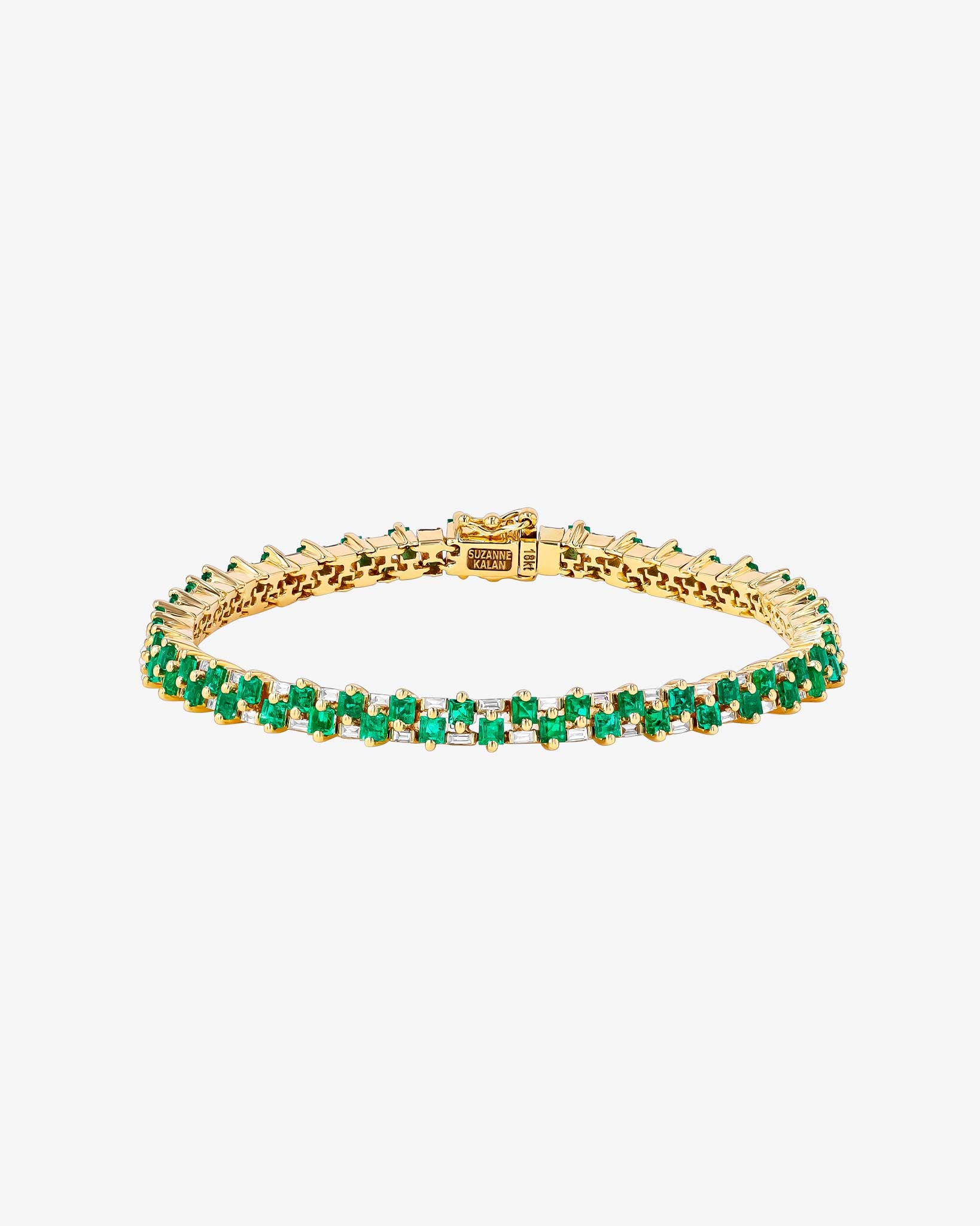 Suzanne Kalan Princess Mini Stack Emerald Tennis Bracelet in 18k yellow gold