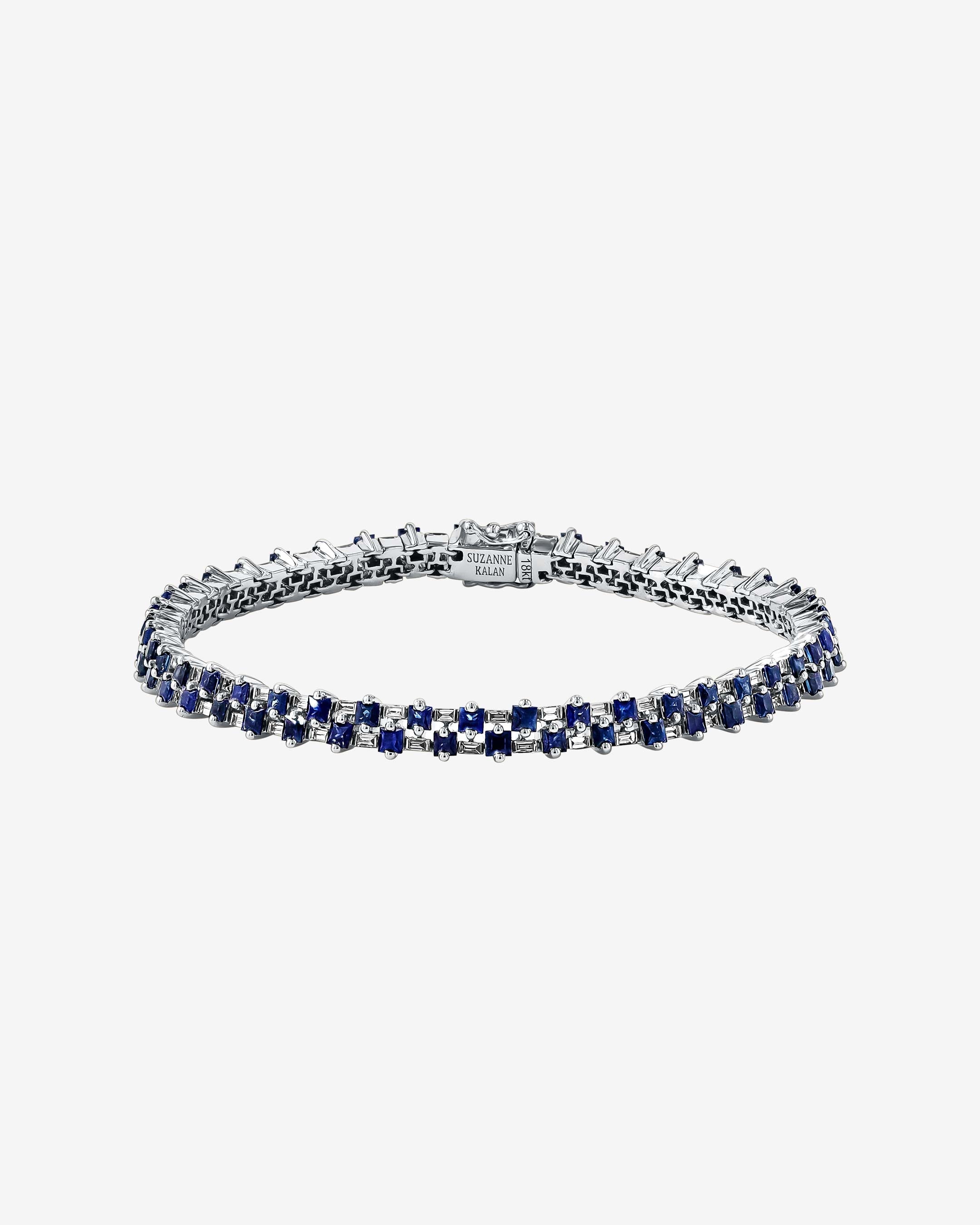 Suzanne Kalan Princess Mini Stack Dark Blue Sapphire Tennis Bracelet in 18k white gold