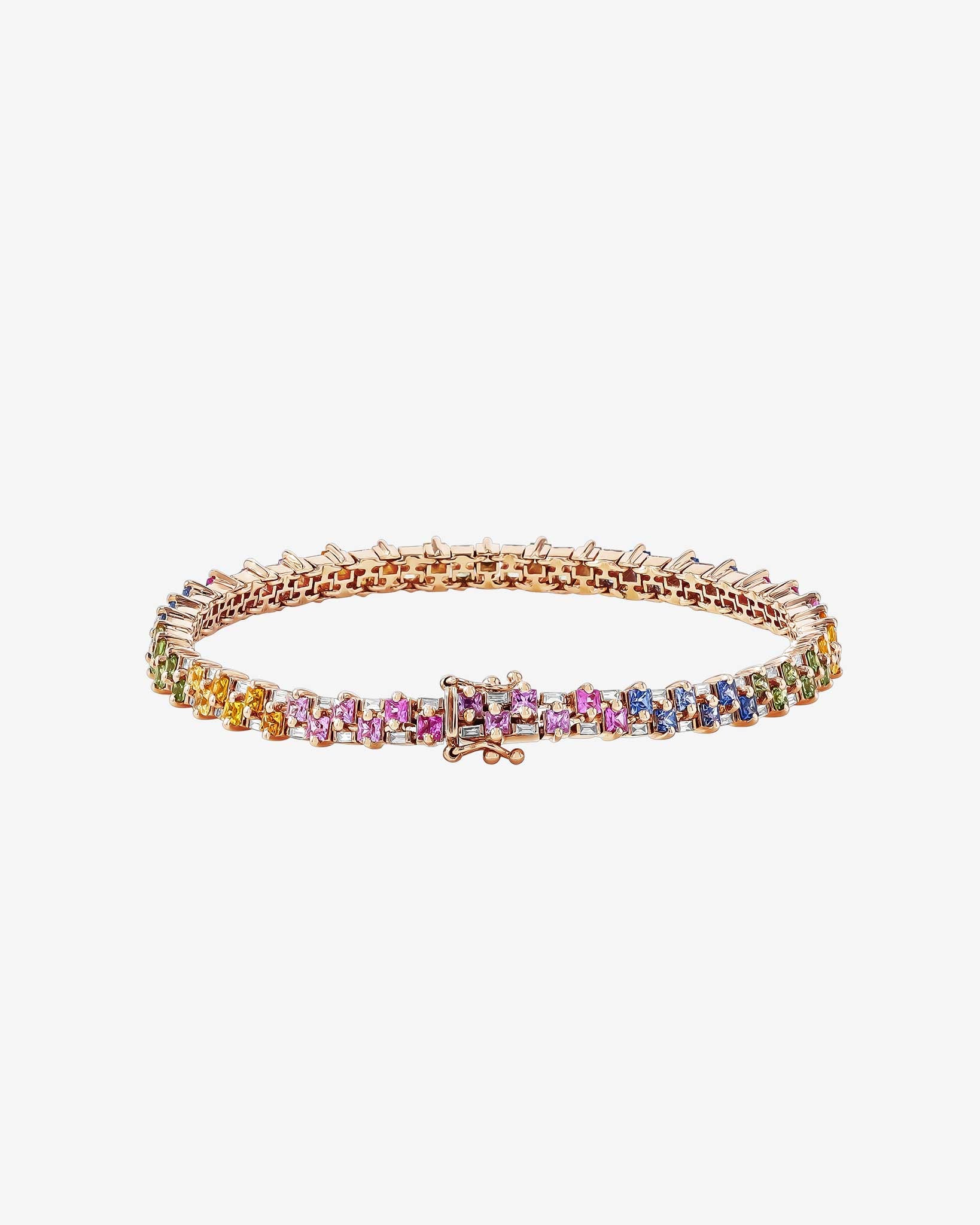 Suzanne Kalan Princess Mini Stack Pastel Sapphire Tennis Bracelet in 18k rose gold