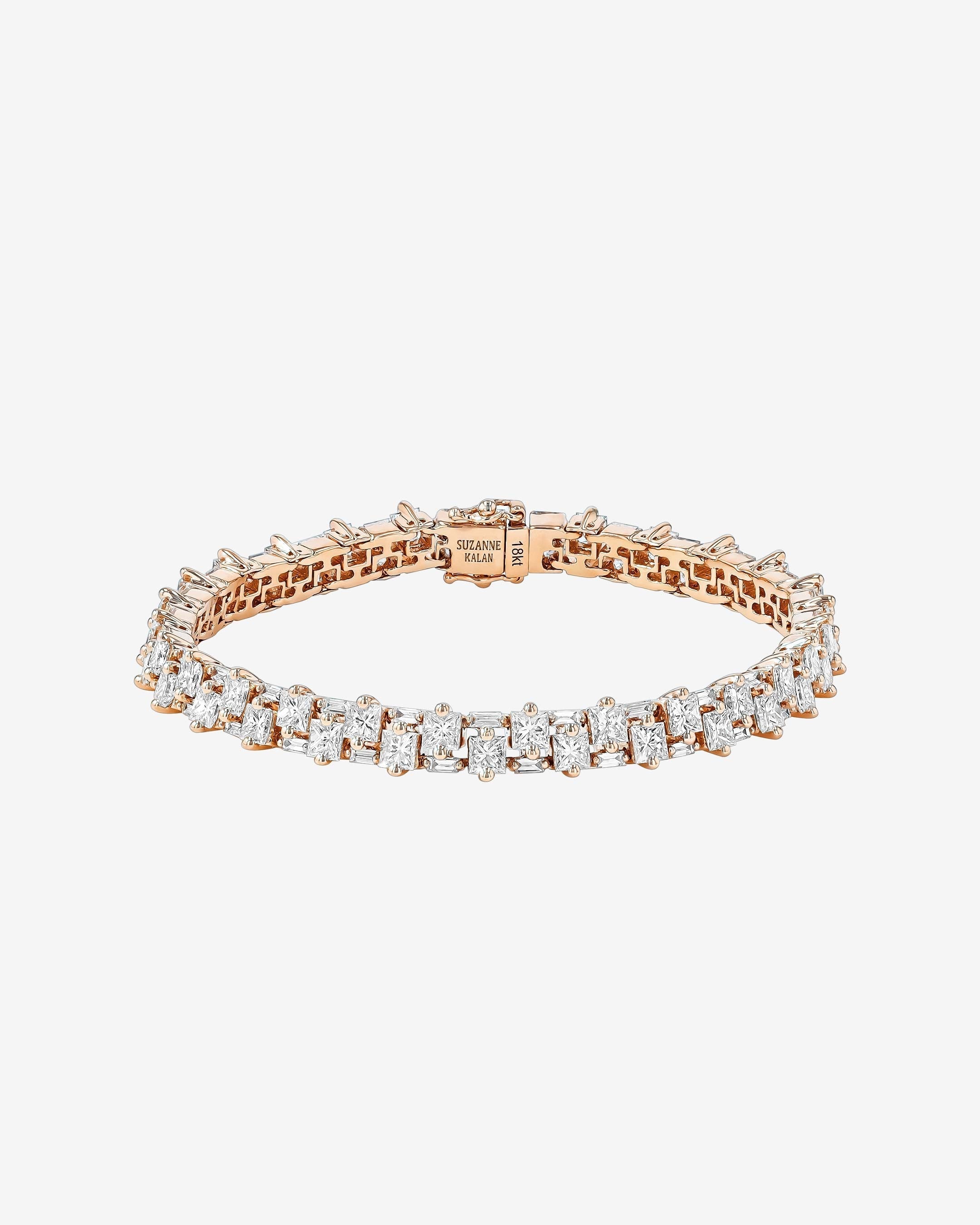 Suzanne Kalan Princess Midi Stack Diamond Tennis Bracelet in 18k rose gold