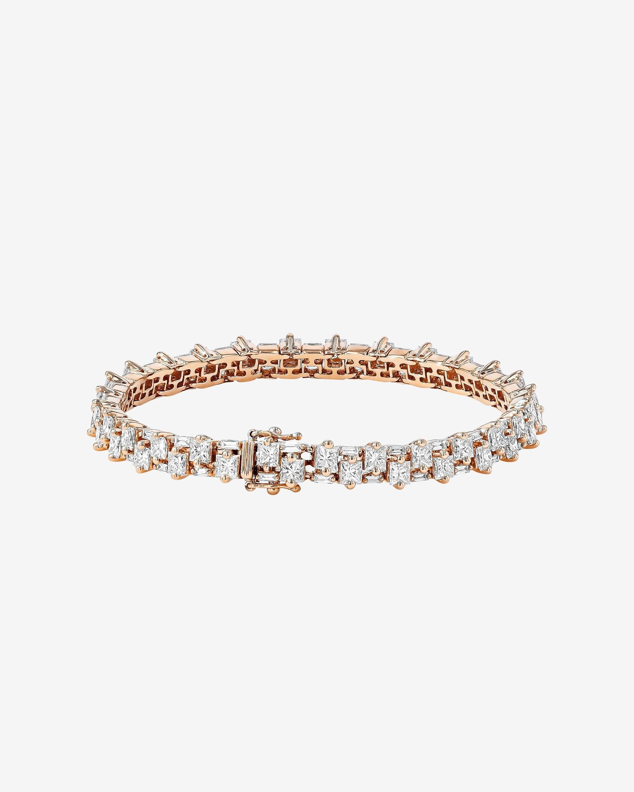 Suzanne Kalan Princess Midi Stack Diamond Tennis Bracelet in 18k rose gold