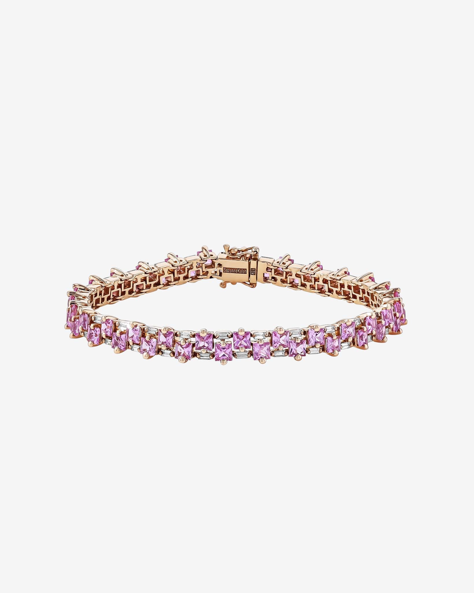 Suzanne Kalan Princess Midi Stack Pink Sapphire Tennis Bracelet in 18k rose gold