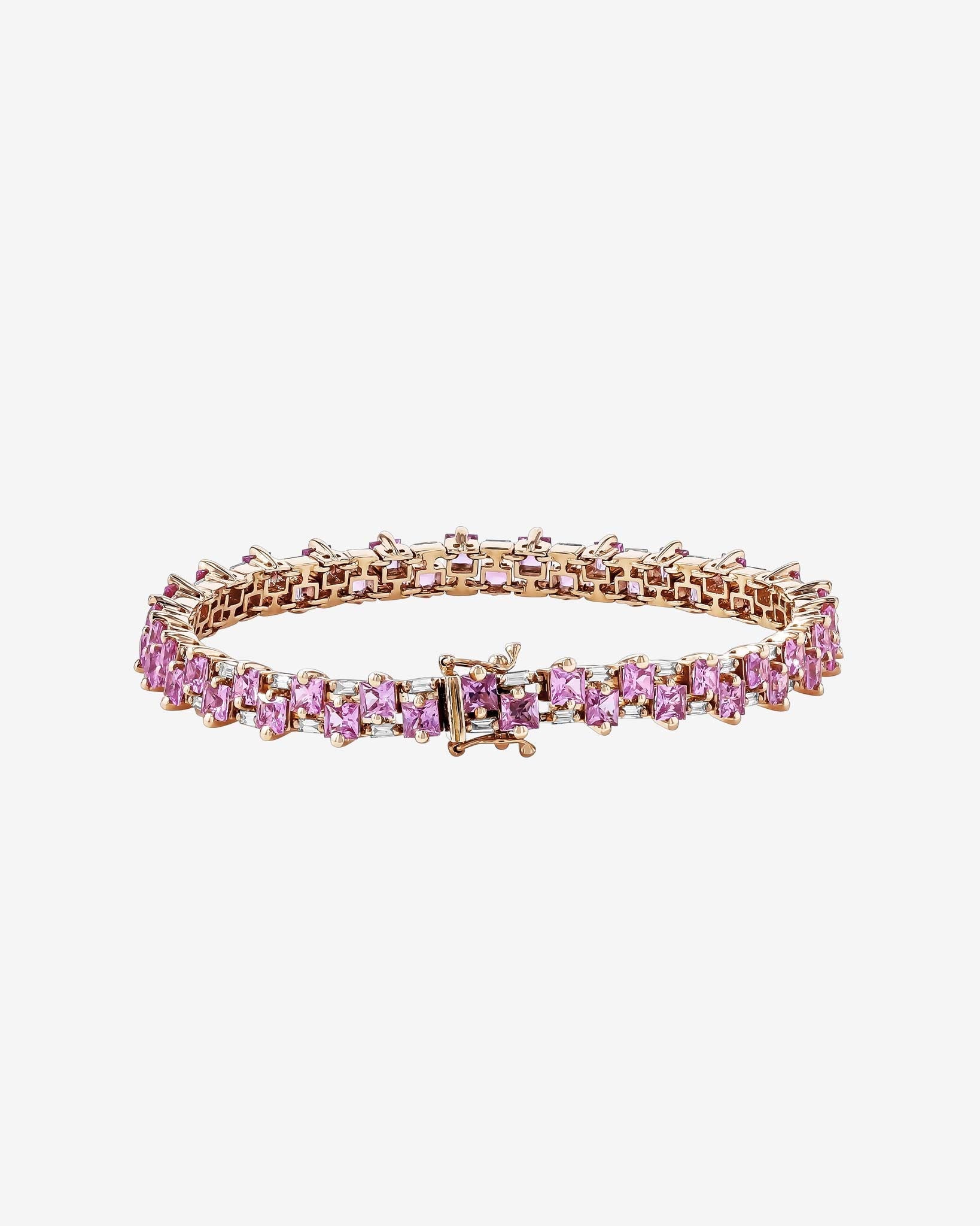 Suzanne Kalan Princess Midi Pink Sapphire Tennis Bracelet in 18k rose gold