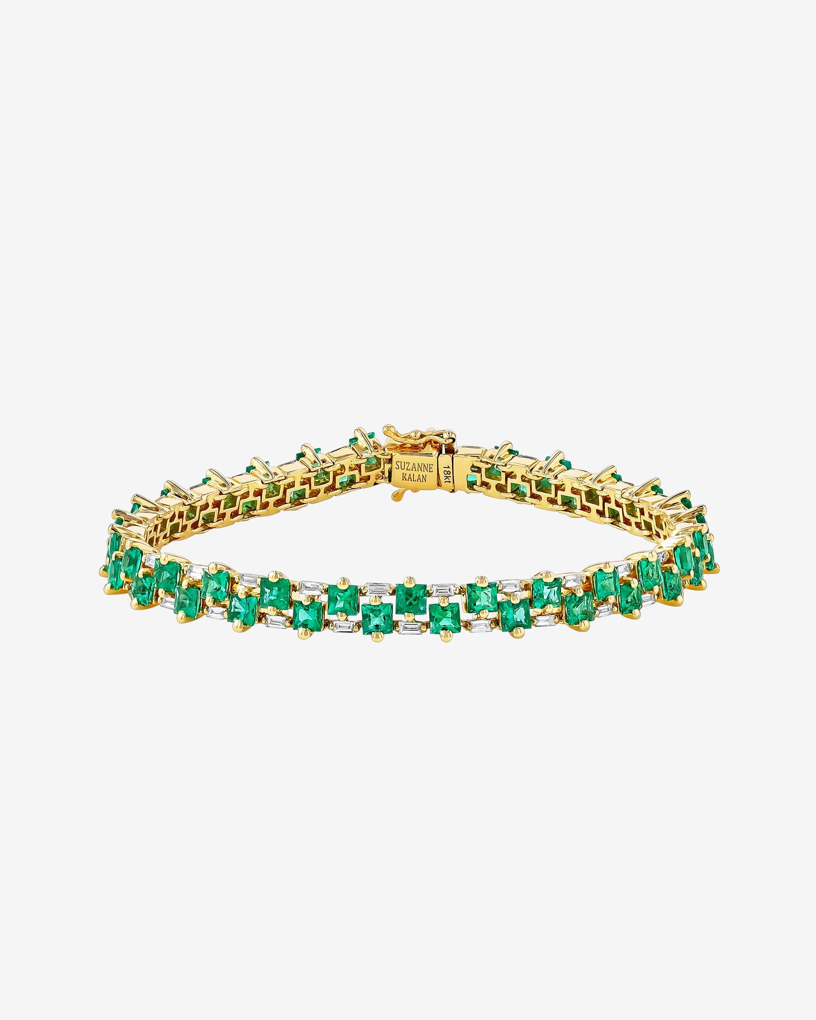 Suzanne Kalan Princess Midi Stack Emerald Tennis Bracelet in 18k yellow gold