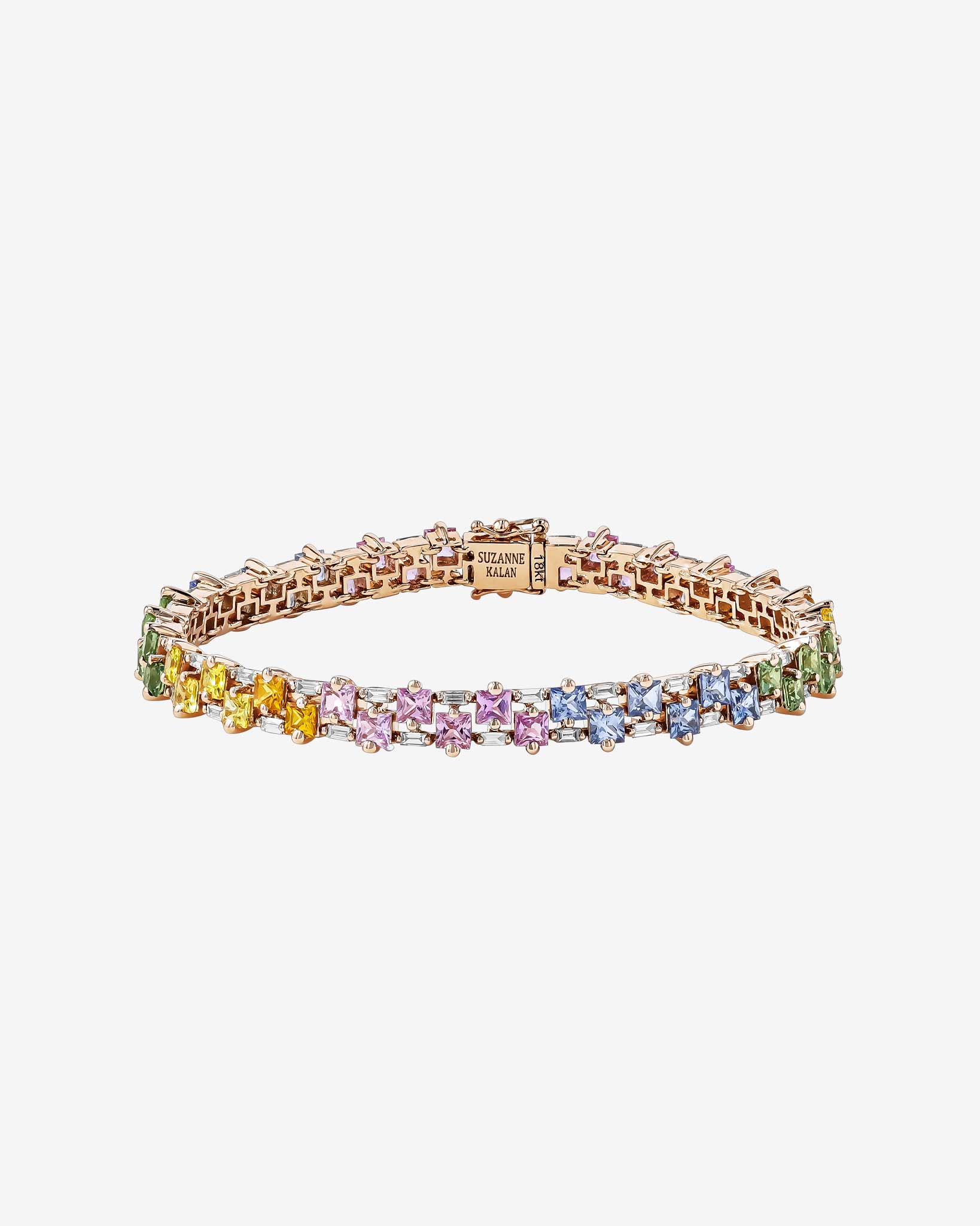 Suzanne Kalan Princess Midi Stack Pastel Sapphire Tennis Bracelet in 18k rose gold
