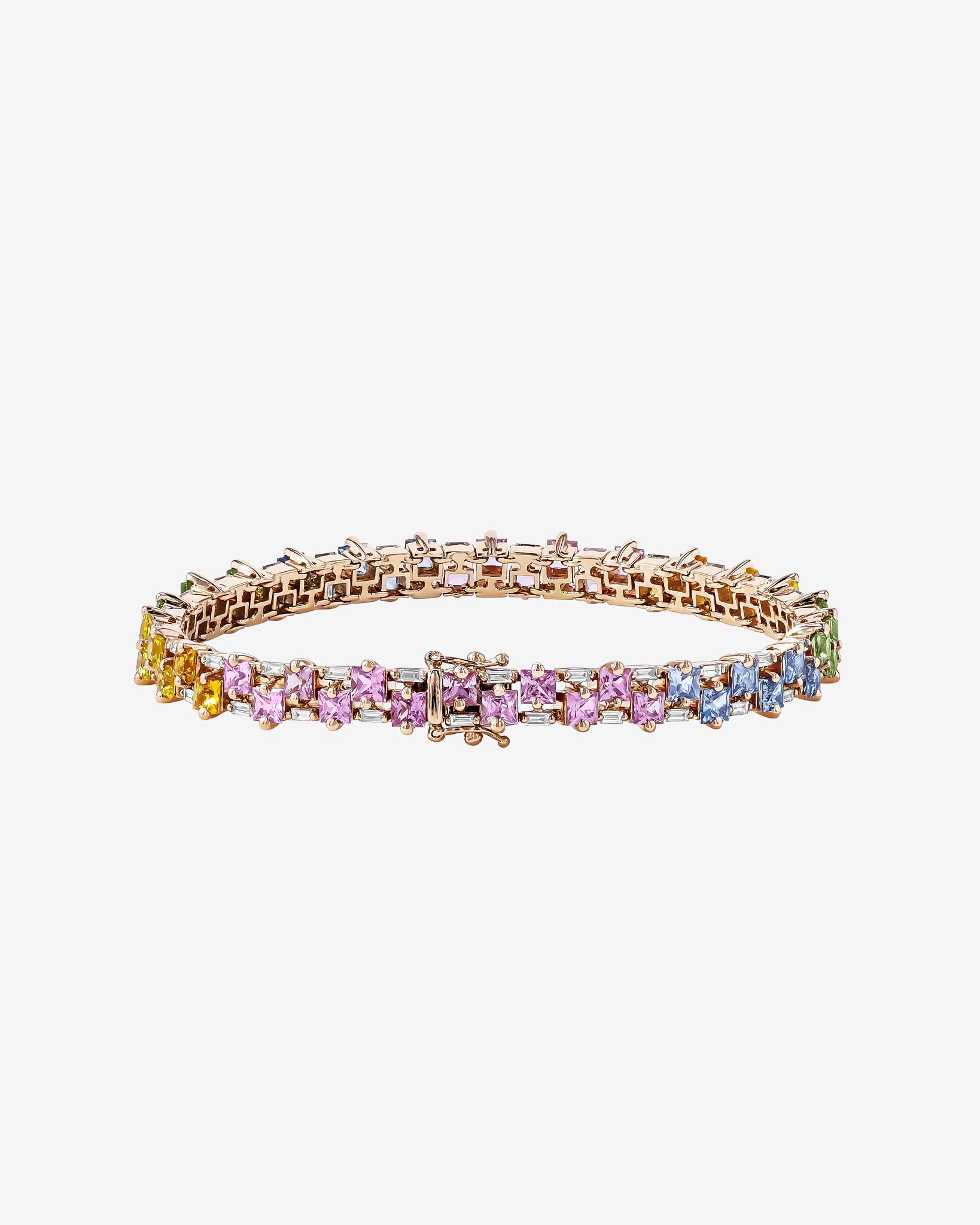 Suzanne Kalan Princess Midi Stack Pastel Sapphire Tennis Bracelet in 18k rose gold