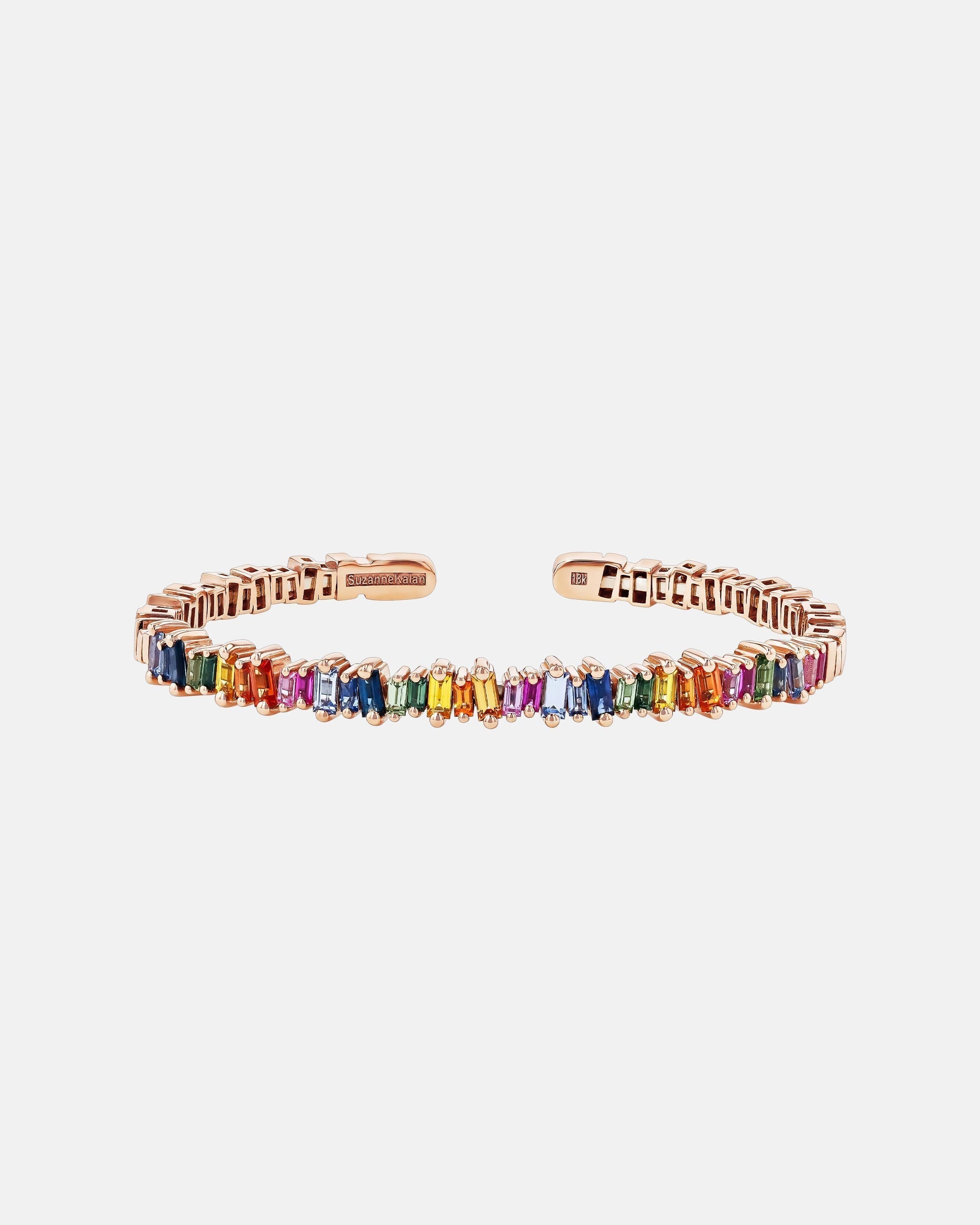 Suzanne Kalan Bold Rainbow Sapphire Bangle in 18k rose gold