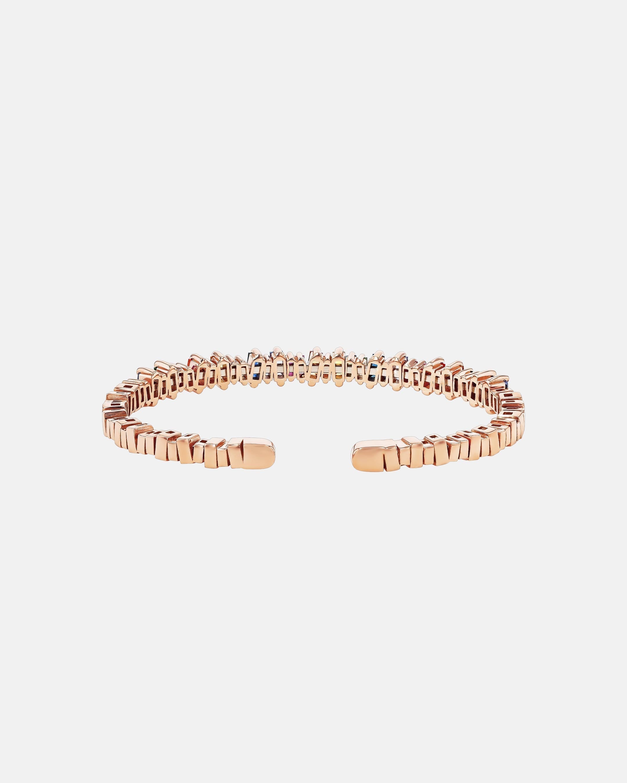 Suzanne Kalan Bold Rainbow Sapphire Bangle in 18k rose gold