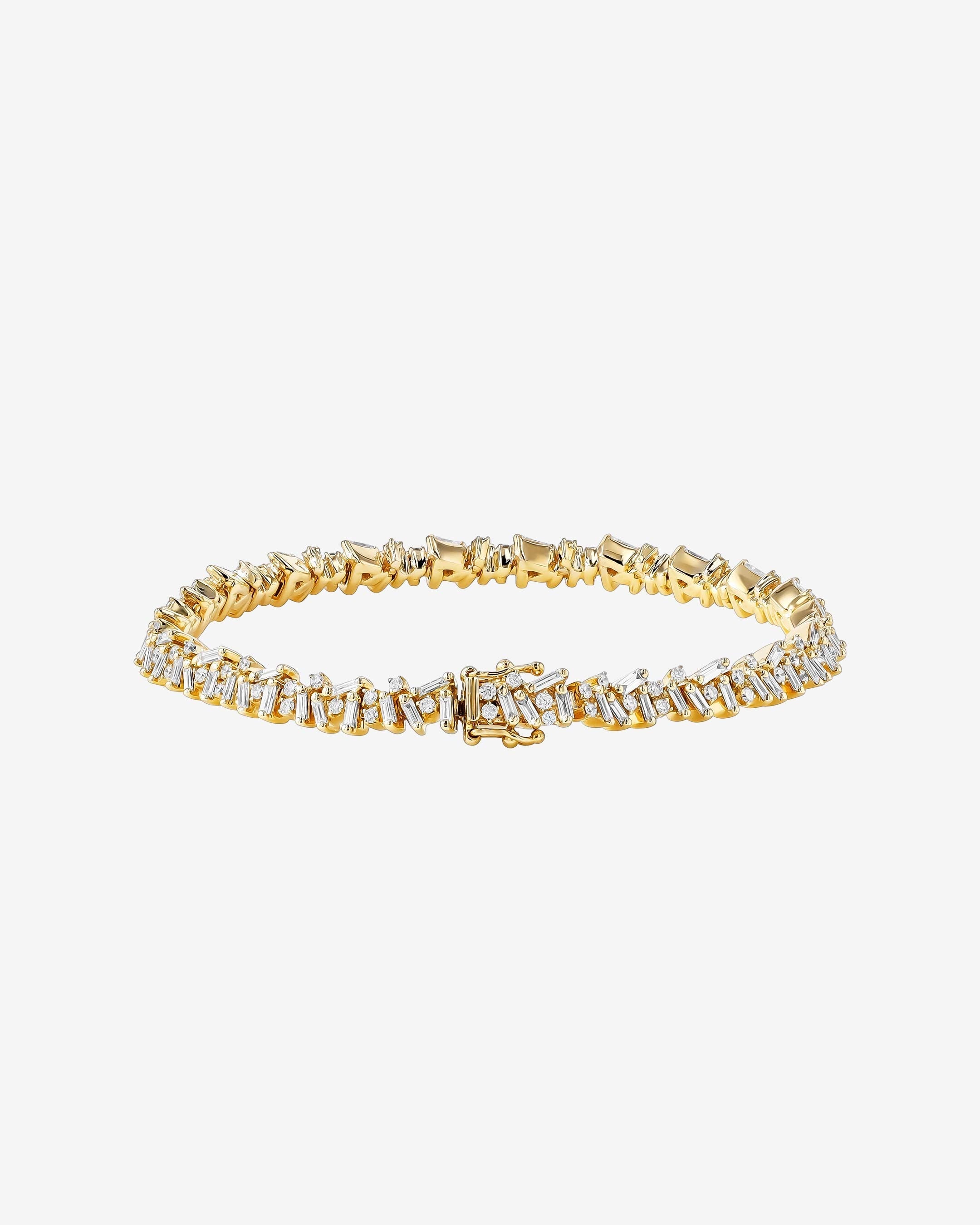 Suzanne Kalan Icon White Diamond Tennis Bracelet in 18k yellow gold