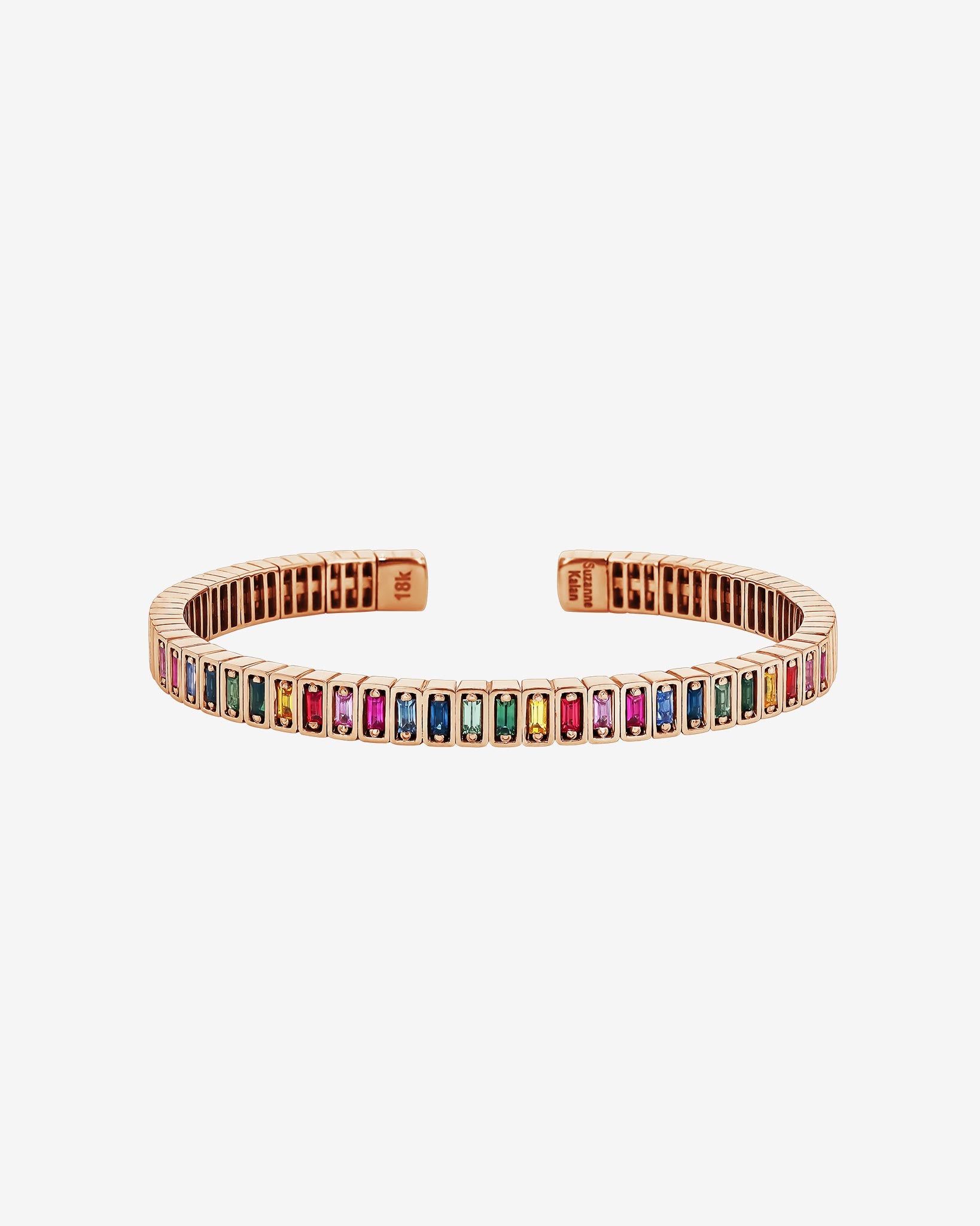 Suzanne Kalan Inlay Rainbow Sapphire Bangle in 18k rose gold