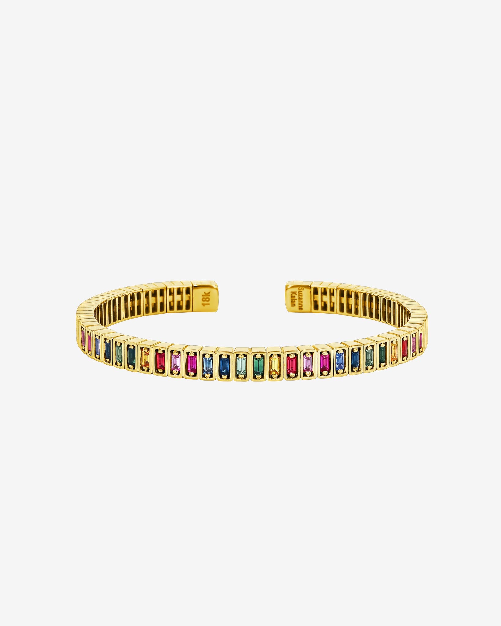 Suzanne Kalan Inlay Rainbow Sapphire Bangle in 18k yellow gold
