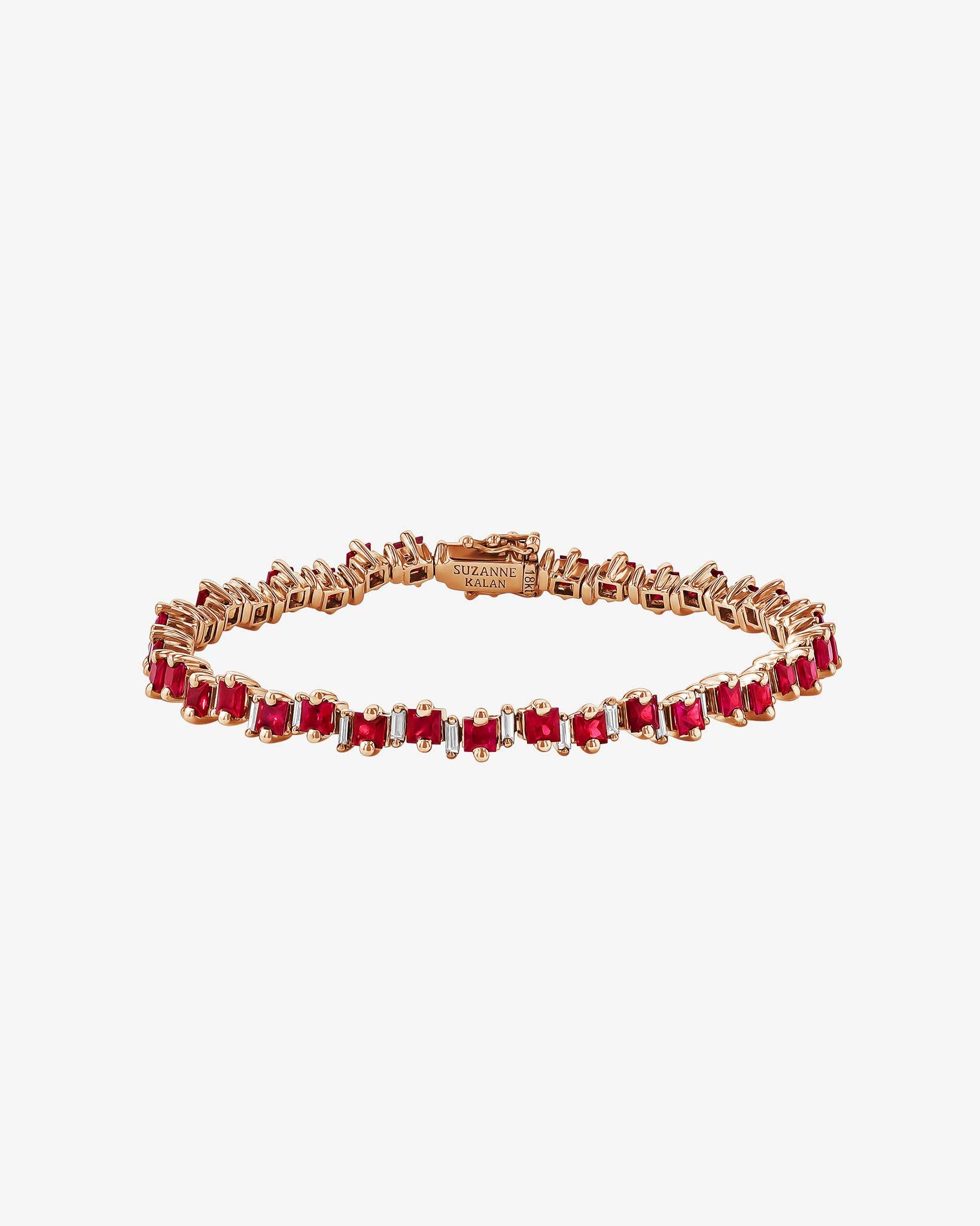 Suzanne Kalan Princess Staggered Ruby Tennis Bracelet in 18k rose gold