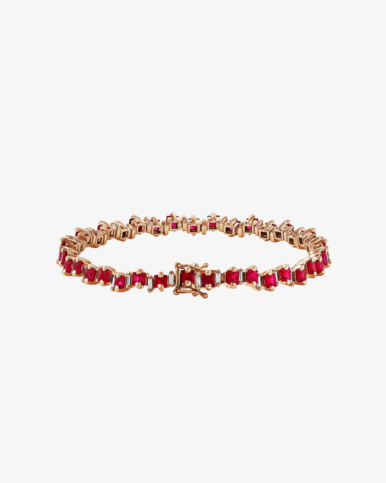 Suzanne Kalan Princess Staggered Ruby Tennis Bracelet in 18k rose gold