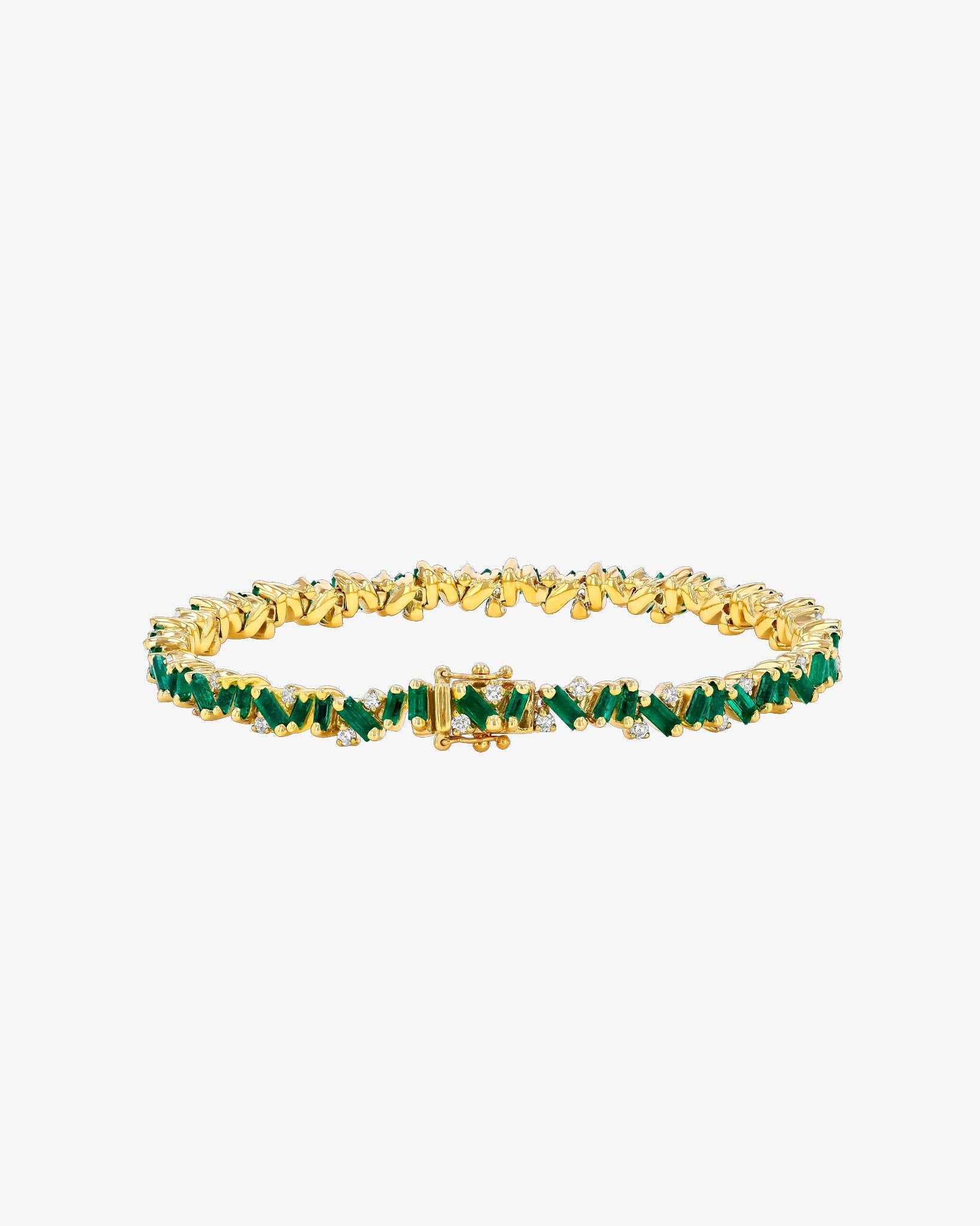 Suzanne Kalan Frenzy Emerald Tennis Bracelet in 18k yellow gold