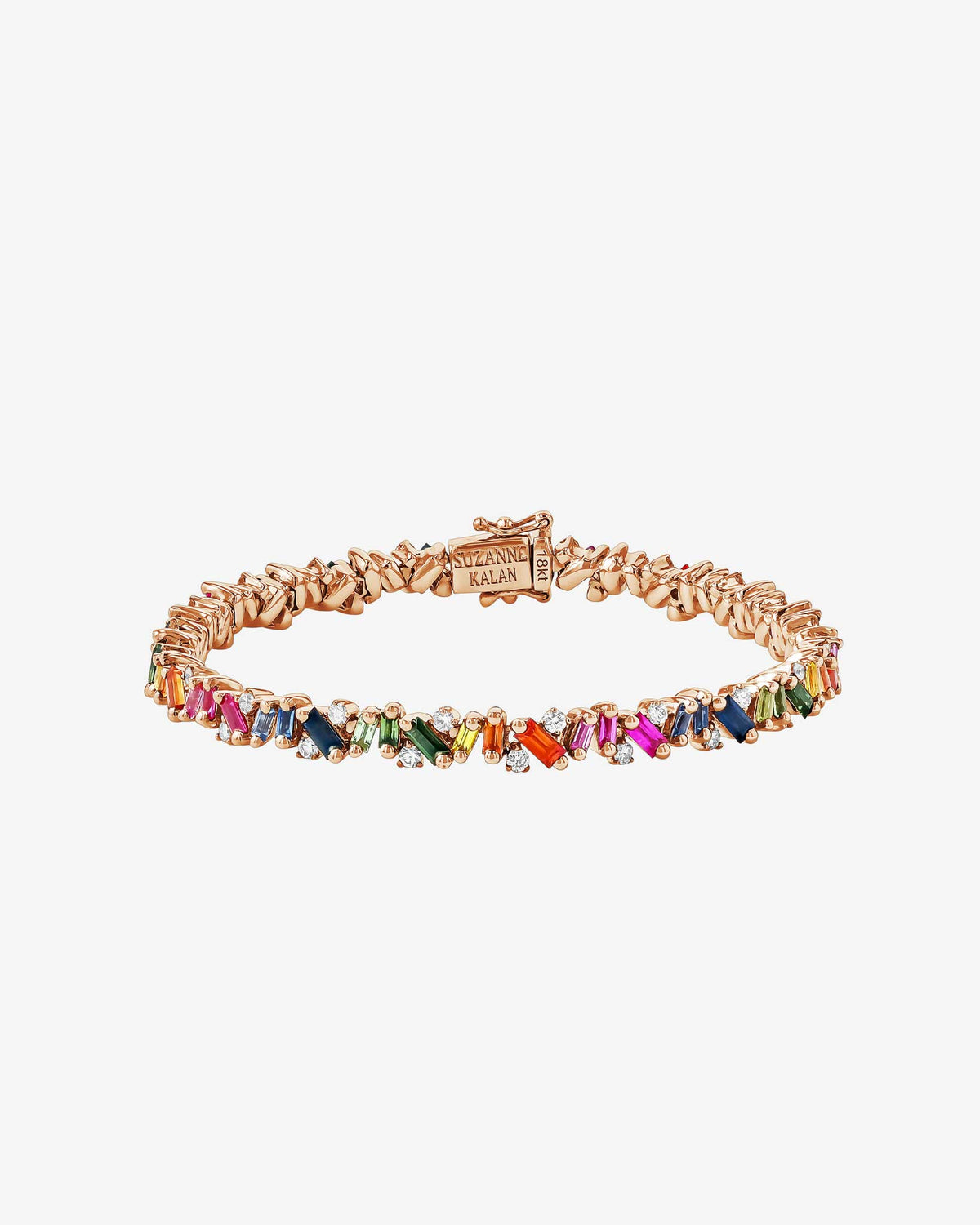 Suzanne Kalan Frenzy Rainbow Sapphire Tennis Bracelet in 18k rose gold