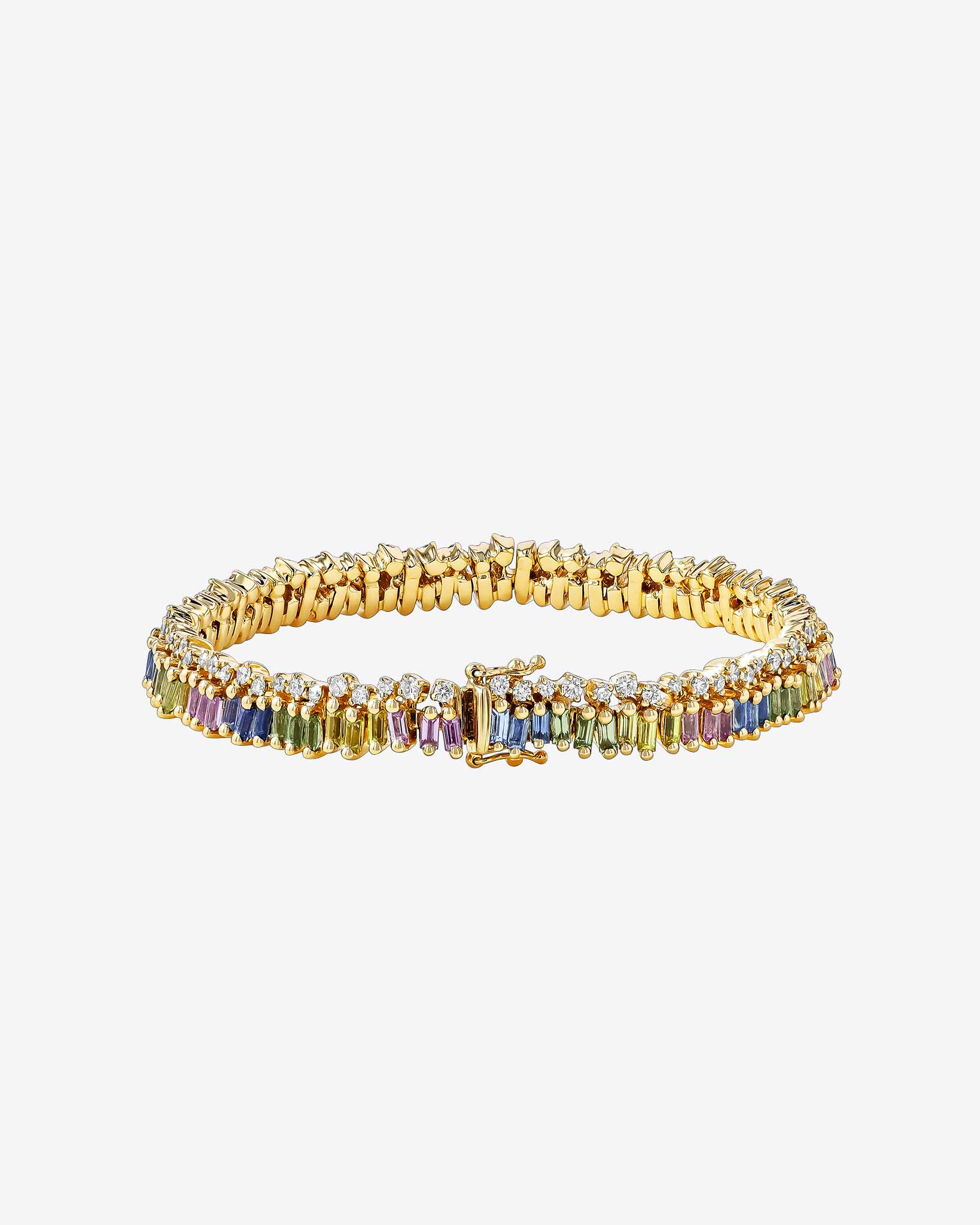 Suzanne Kalan Short Stack Pastel Sapphire Tennis Bracelet in 18k yellow gold