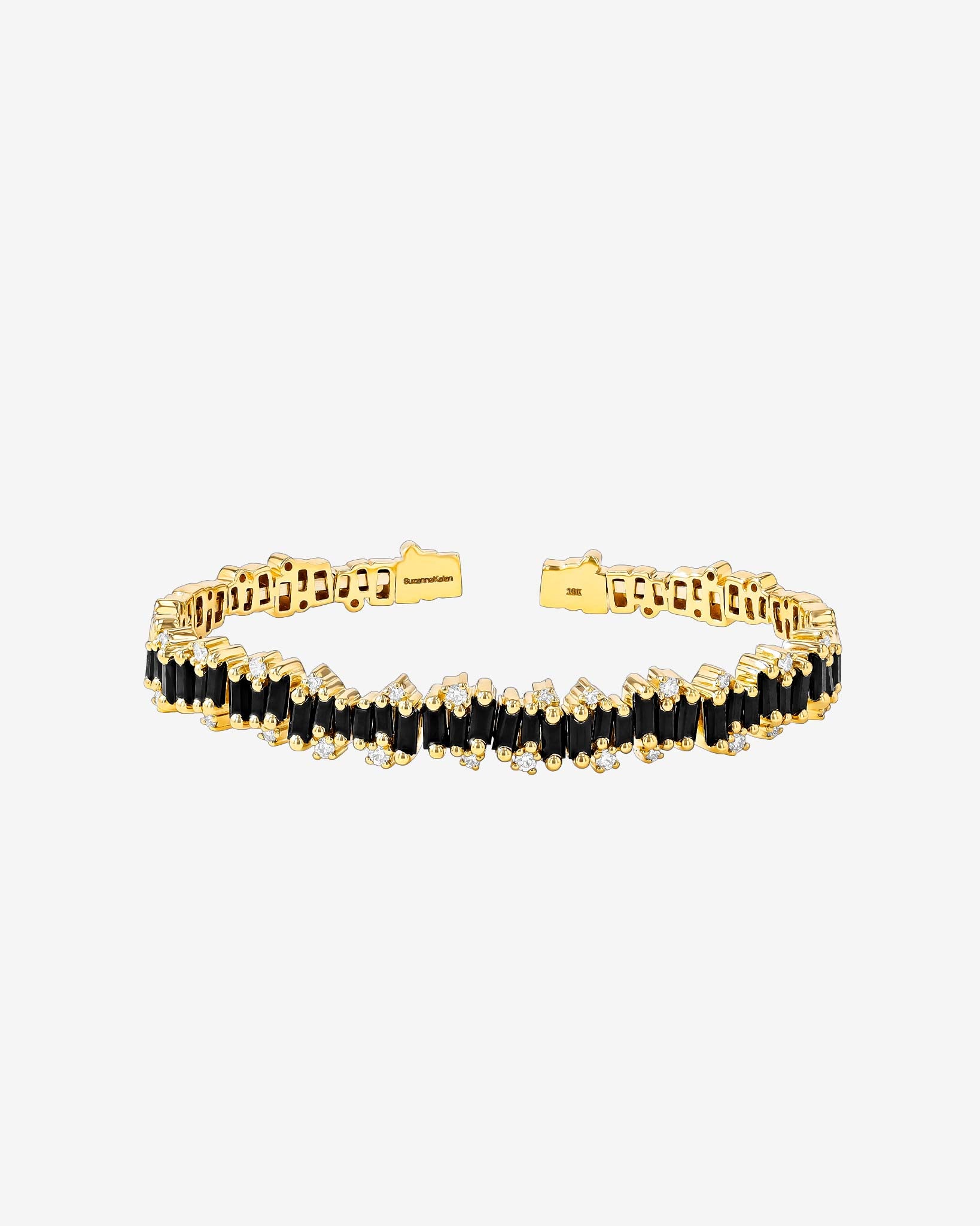 Suzanne Kalan Shimmer Audrey Black Sapphire Bangle in 18k yellow gold