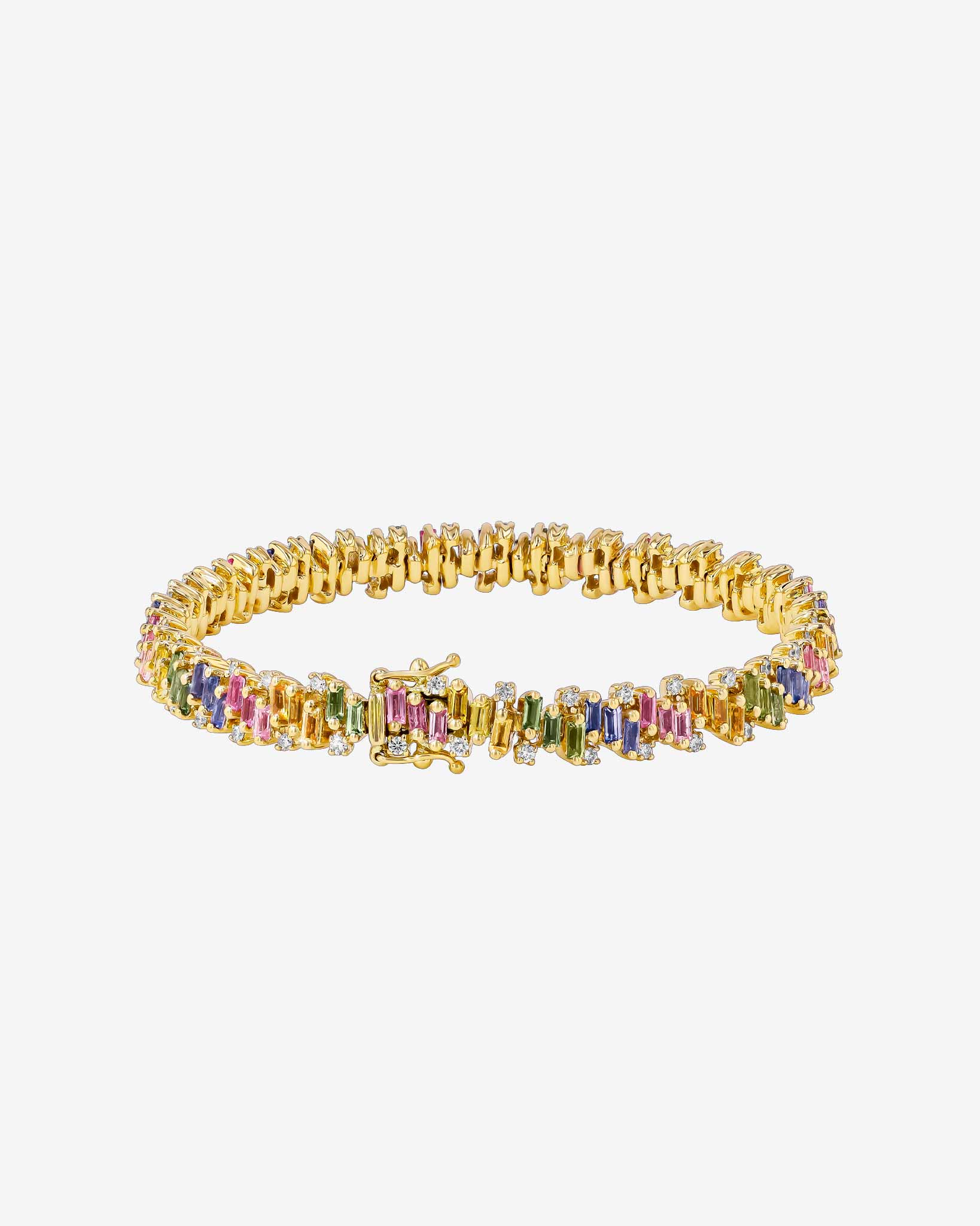 Suzanne Kalan Shimmer Pastel Sapphire Tennis Bracelet in 18k yellow gold