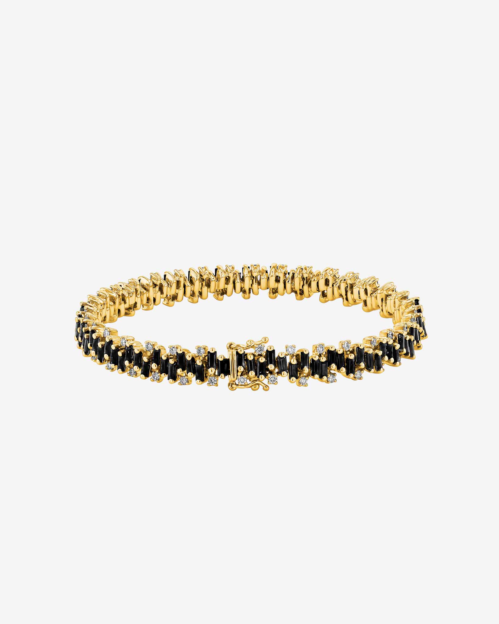 Suzanne Kalan Shimmer Black Sapphire Tennis Bracelet in 18k yellow gold