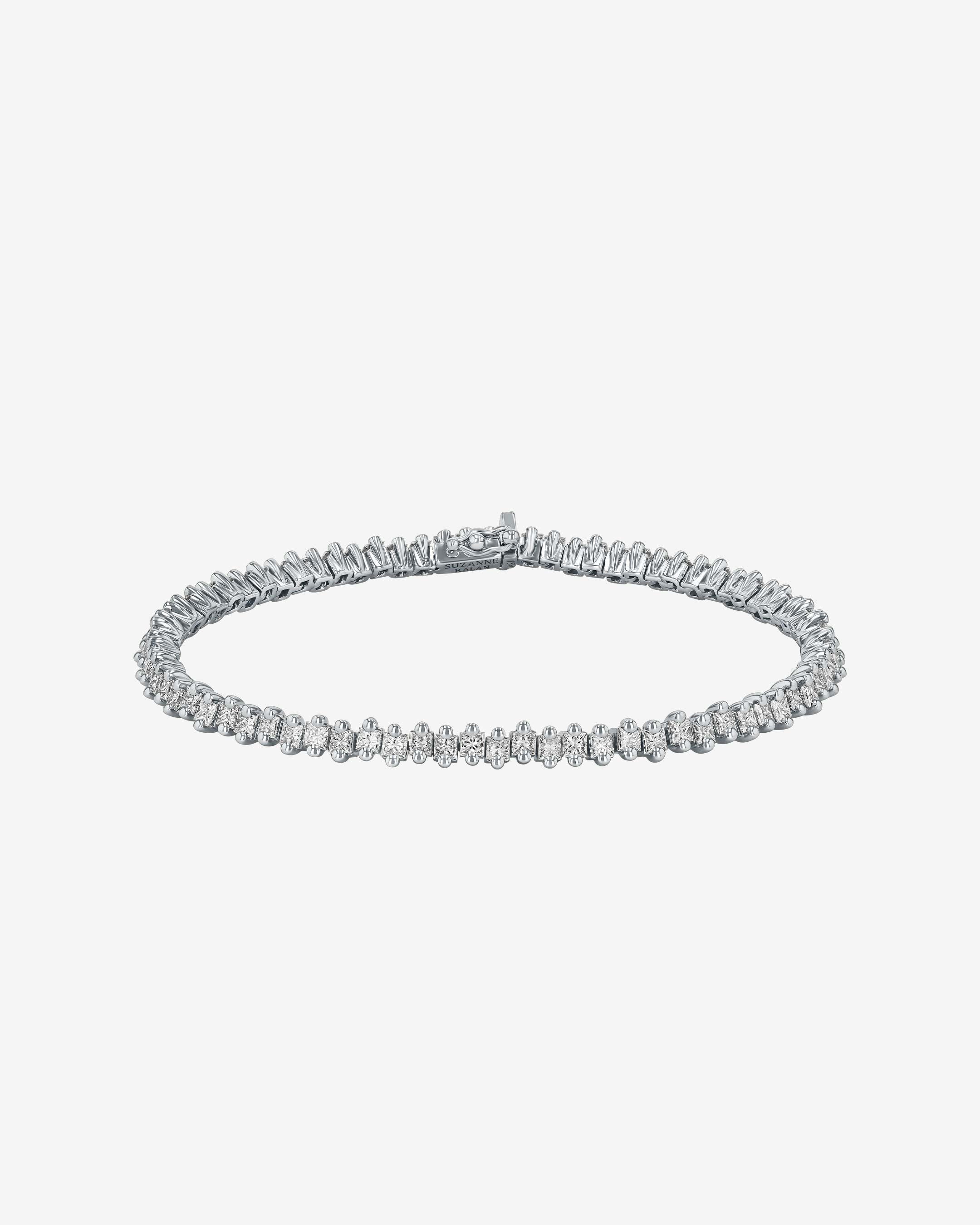 Suzanne Kalan Princess Midi Diamond Tennis Bracelet in 18k white gold