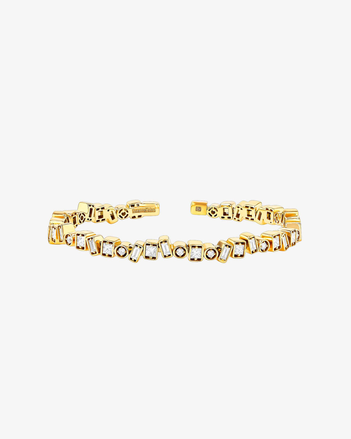 Suzanne Kalan Inlay Frenzy Diamond Bangle in 18k yellow gold