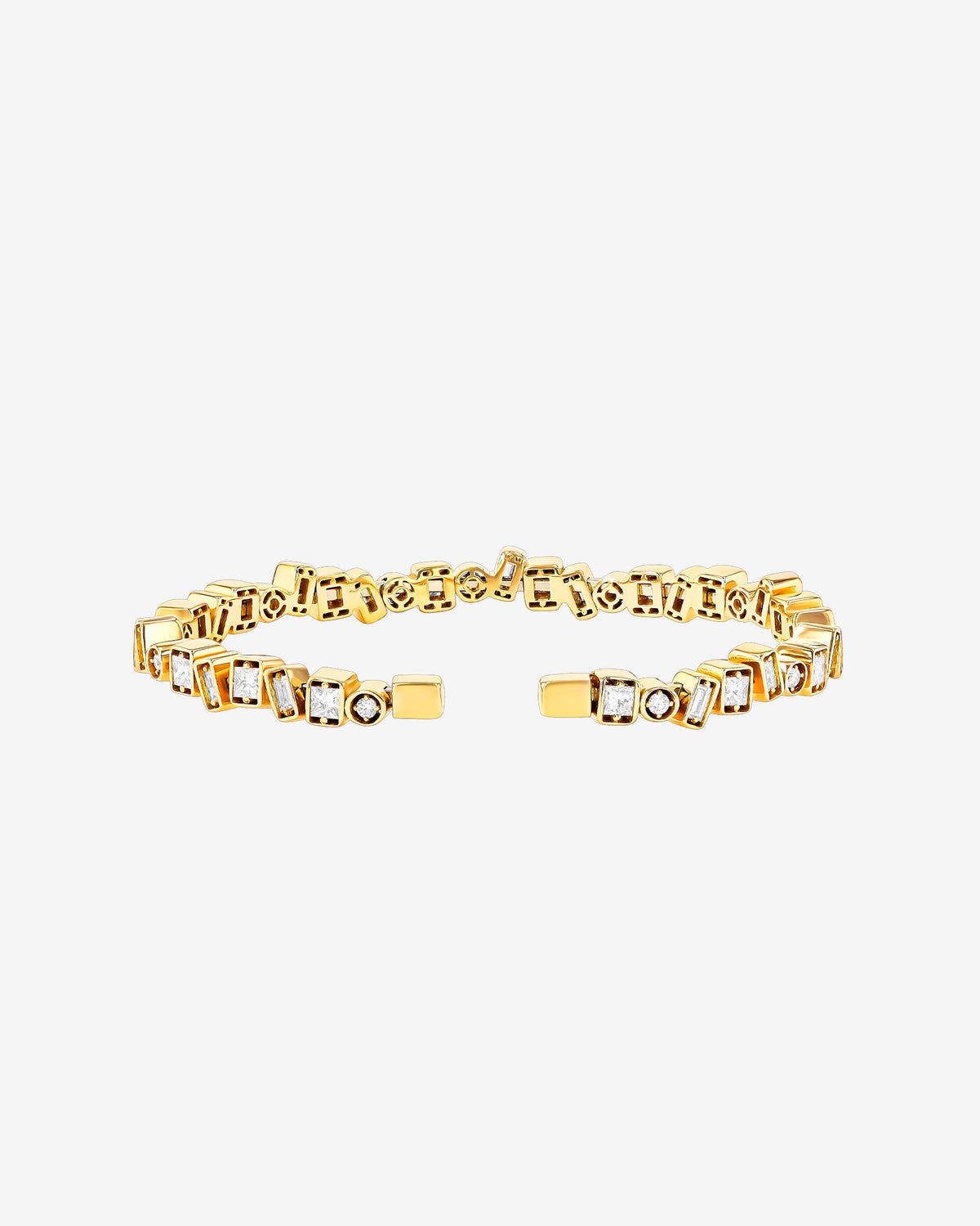 Suzanne Kalan Inlay Frenzy Diamond Bangle in 18k yellow gold
