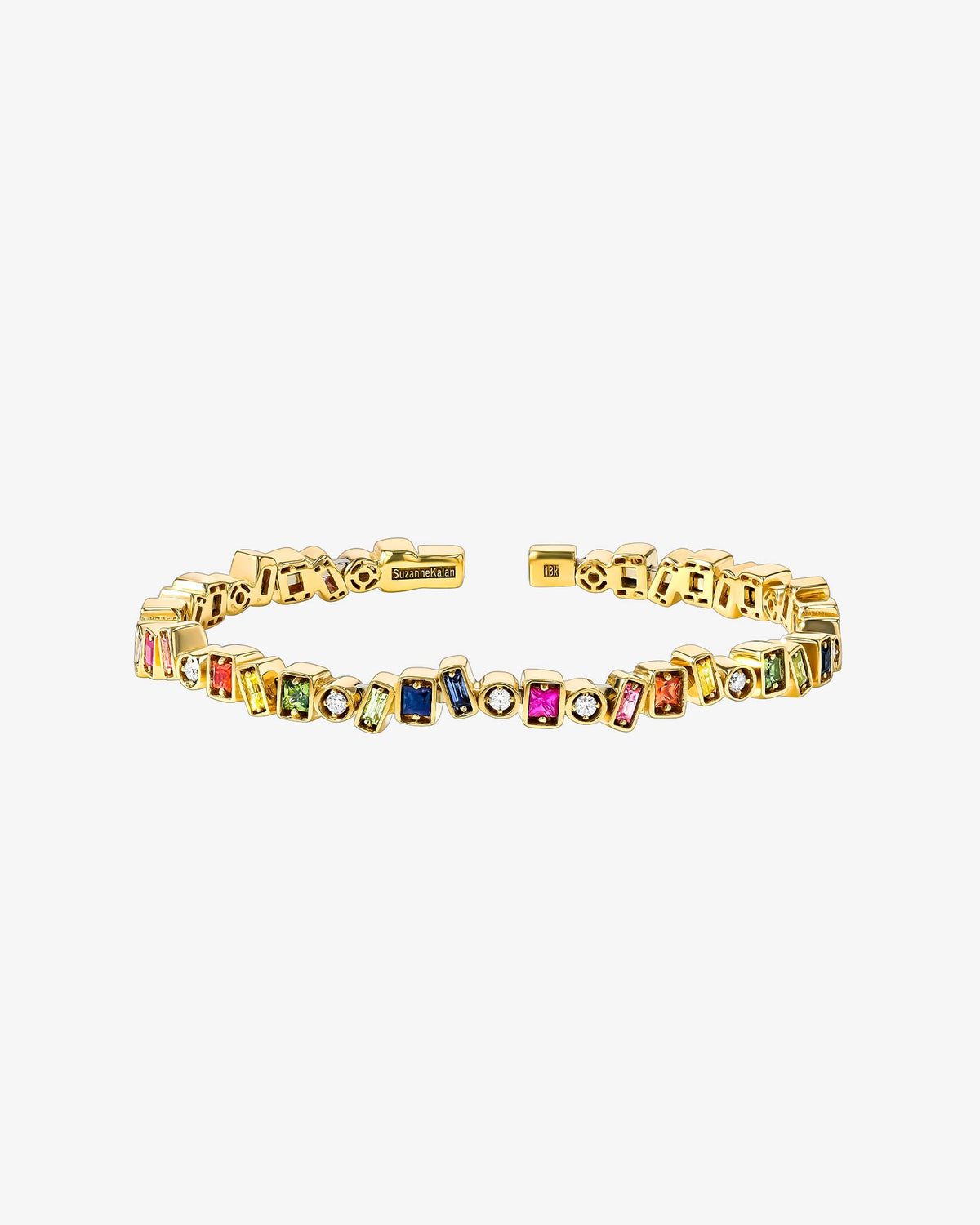Suzanne Kalan Inlay Frenzy Rainbow Sapphire Bangle in 18k yellow gold