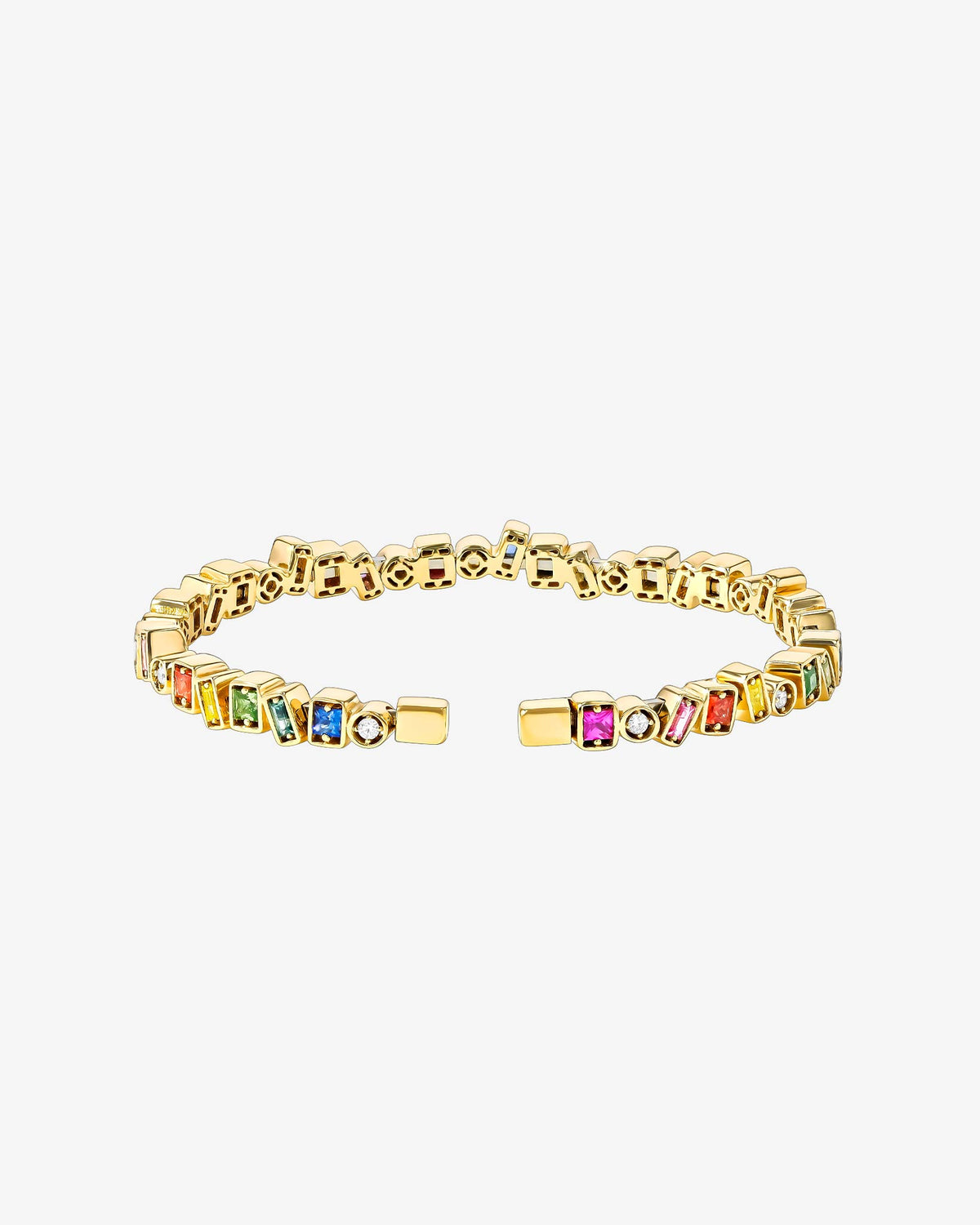 Suzanne Kalan Inlay Frenzy Rainbow Sapphire Bangle in 18k yellow gold