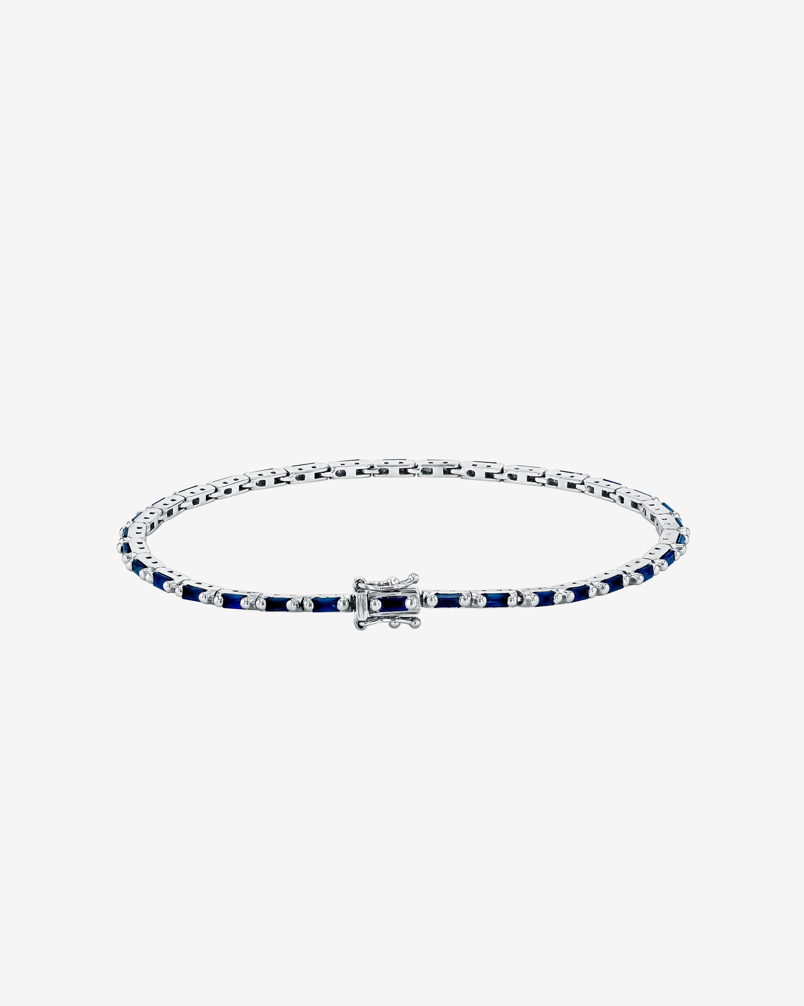 Suzanne Kalan Linear Dark Blue Sapphire Tennis Bracelet in 18k white gold