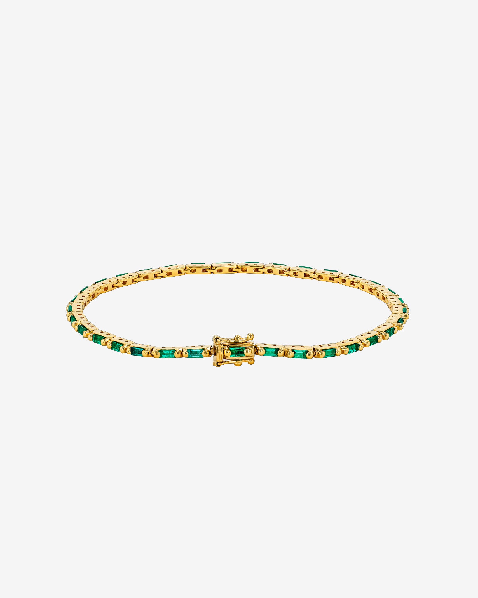 Suzanne Kalan Linear Emerald Tennis Bracelet in 18k yellow gold