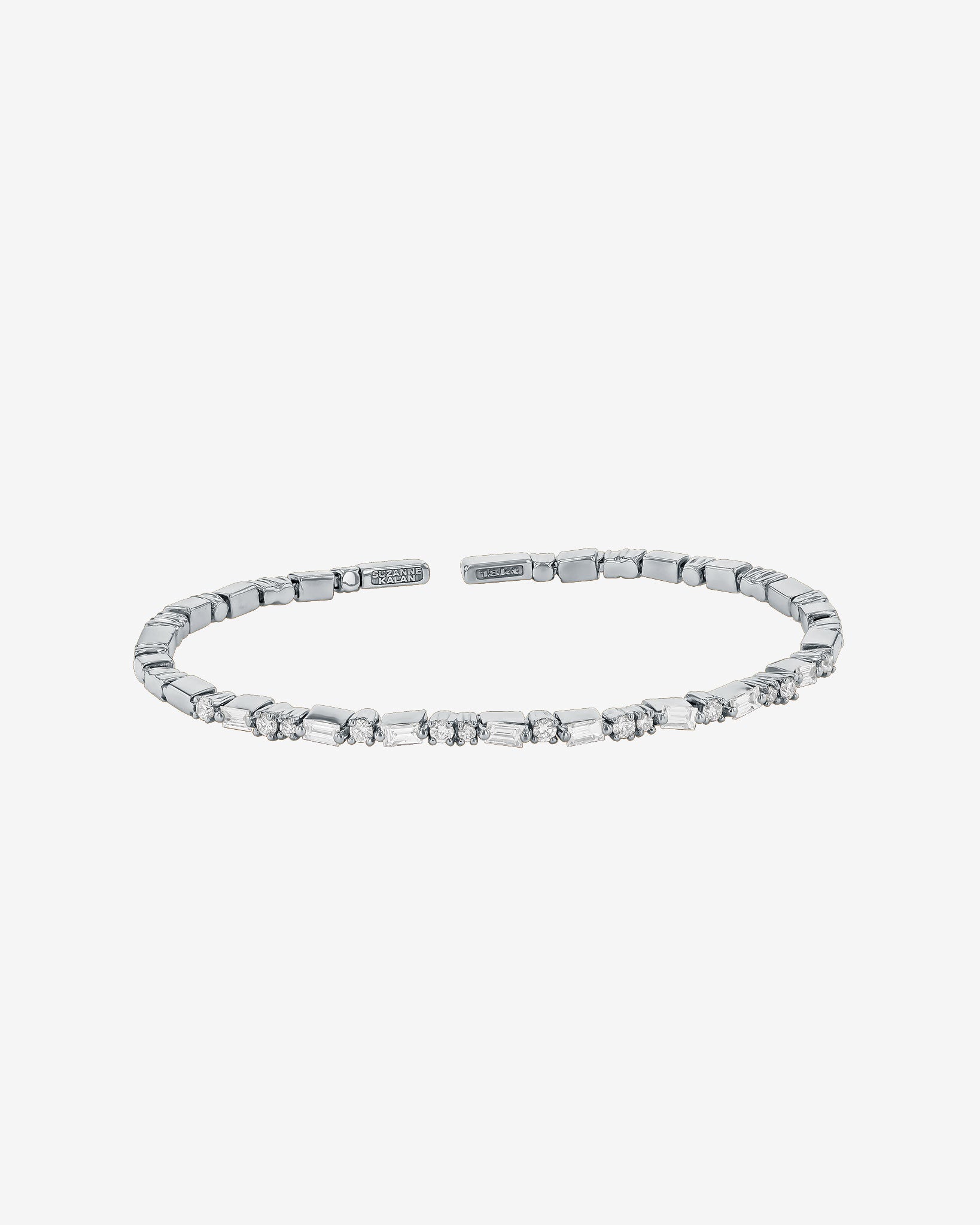 Suzanne Kalan Thin Mix Diamond Bangle in 18k white gold