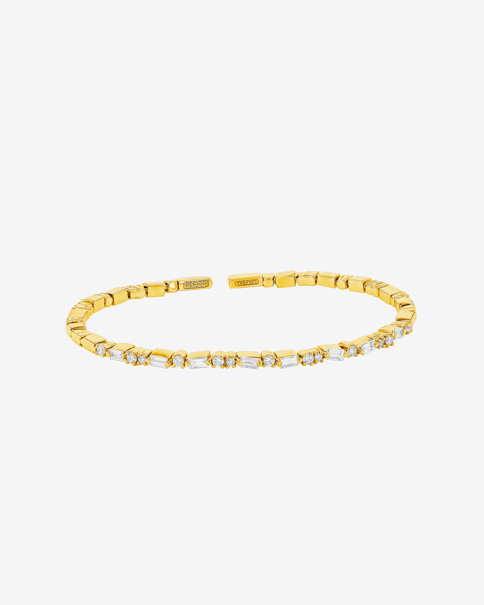 Suzanne Kalan Thin Mix Diamond Bangle in 18k yellow gold