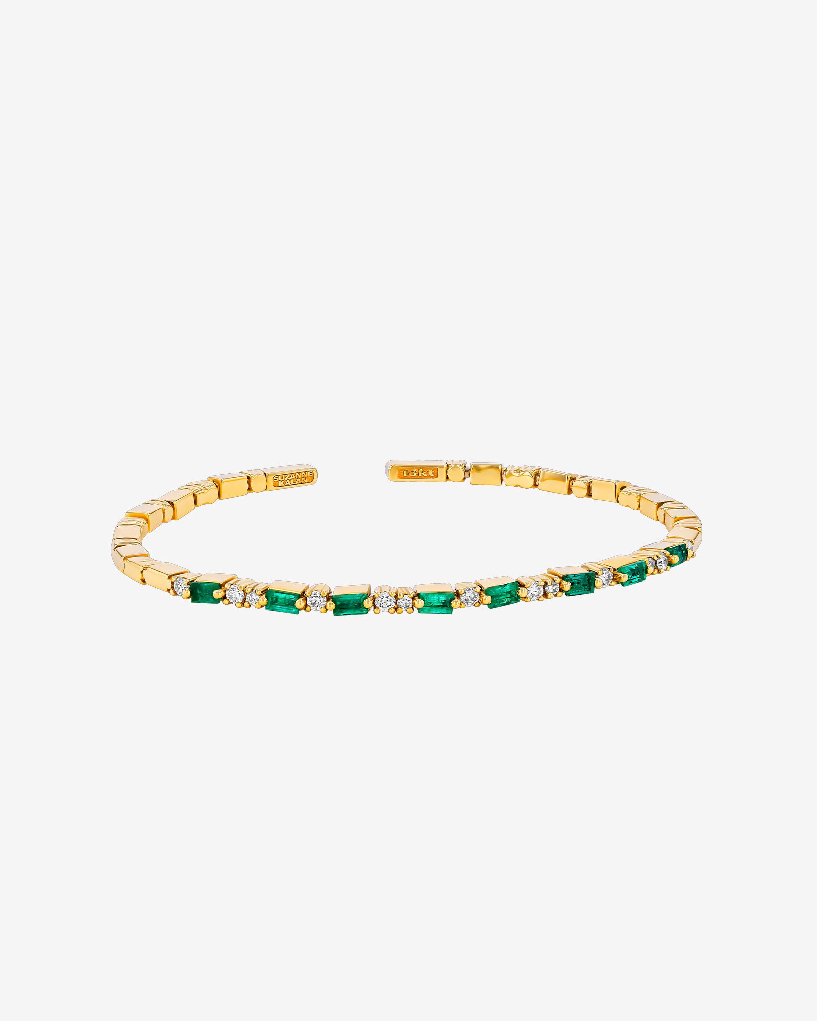 Suzanne Kalan Thin Mix Emerald Bangle in 18k yellow gold