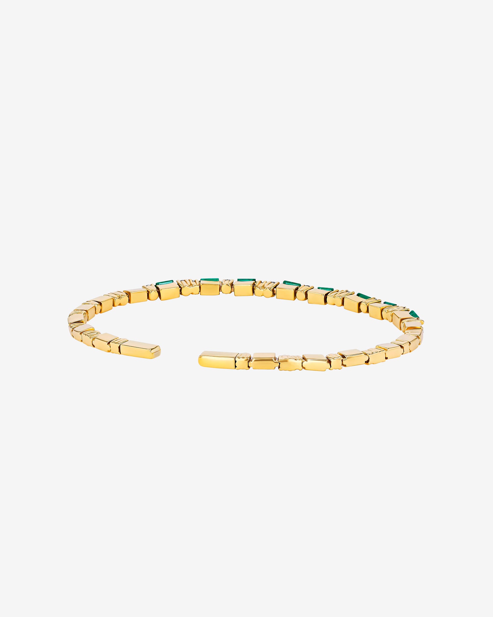 Suzanne Kalan Thin Mix Emerald Bangle in 18k yellow gold