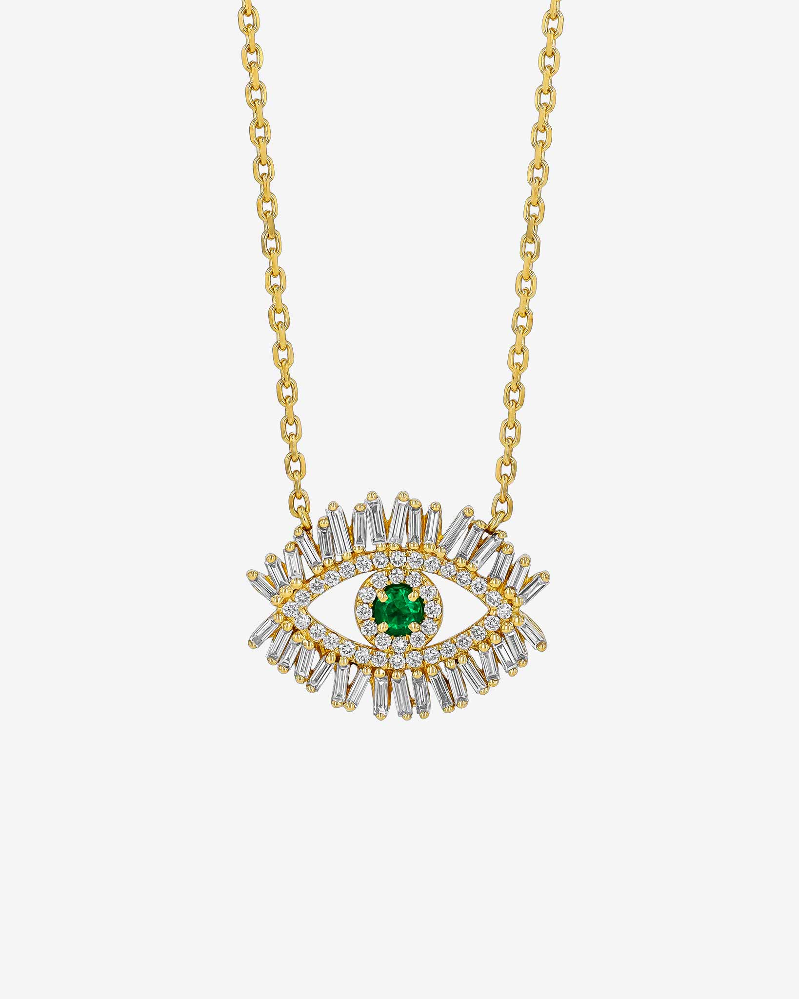 Evil Eye Midi Emerald Half Pave Pendant | Suzanne Kalan®