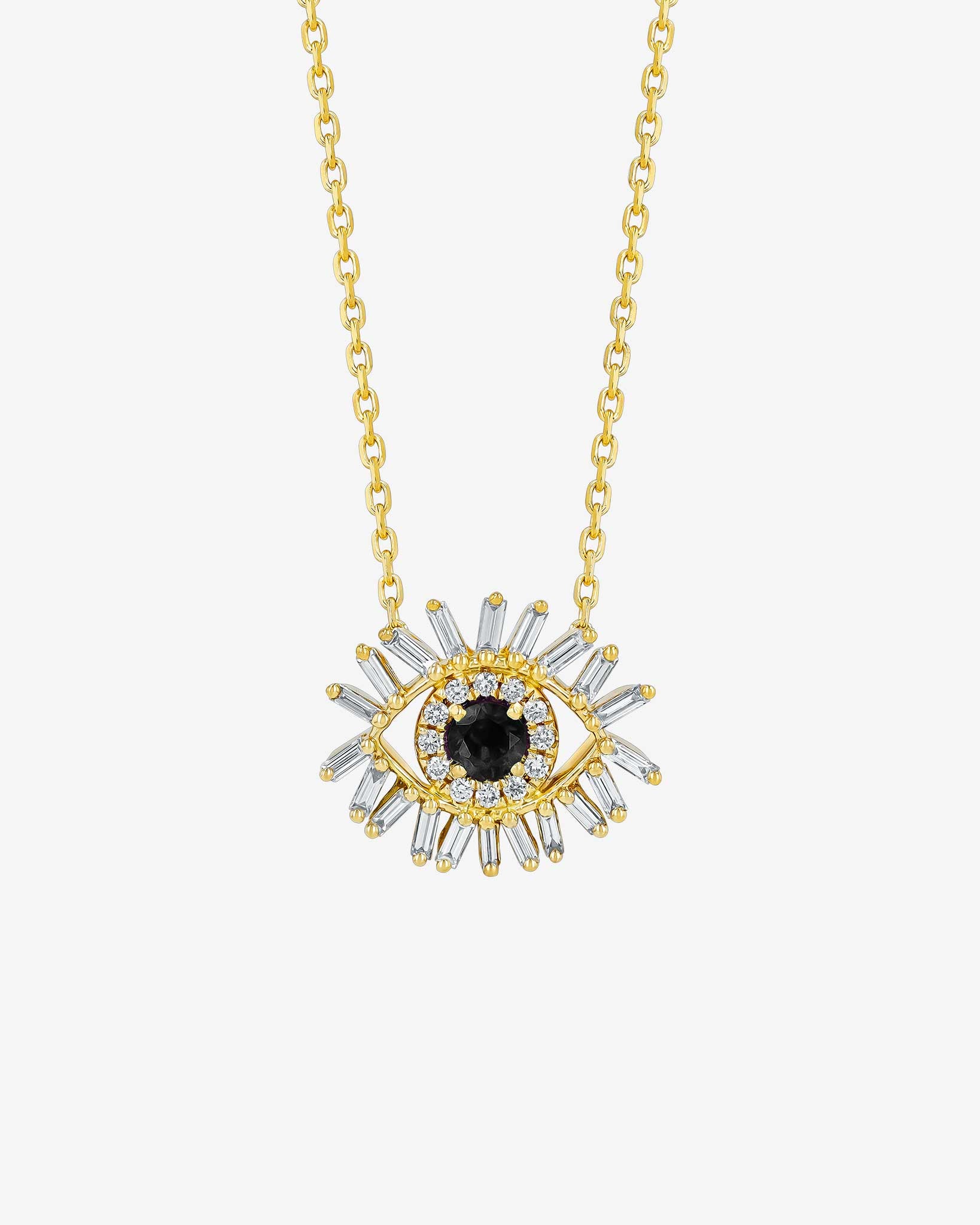 Suzanne Kalan Evil Eye Mini Black Sapphire Pendant in 18k yellow gold