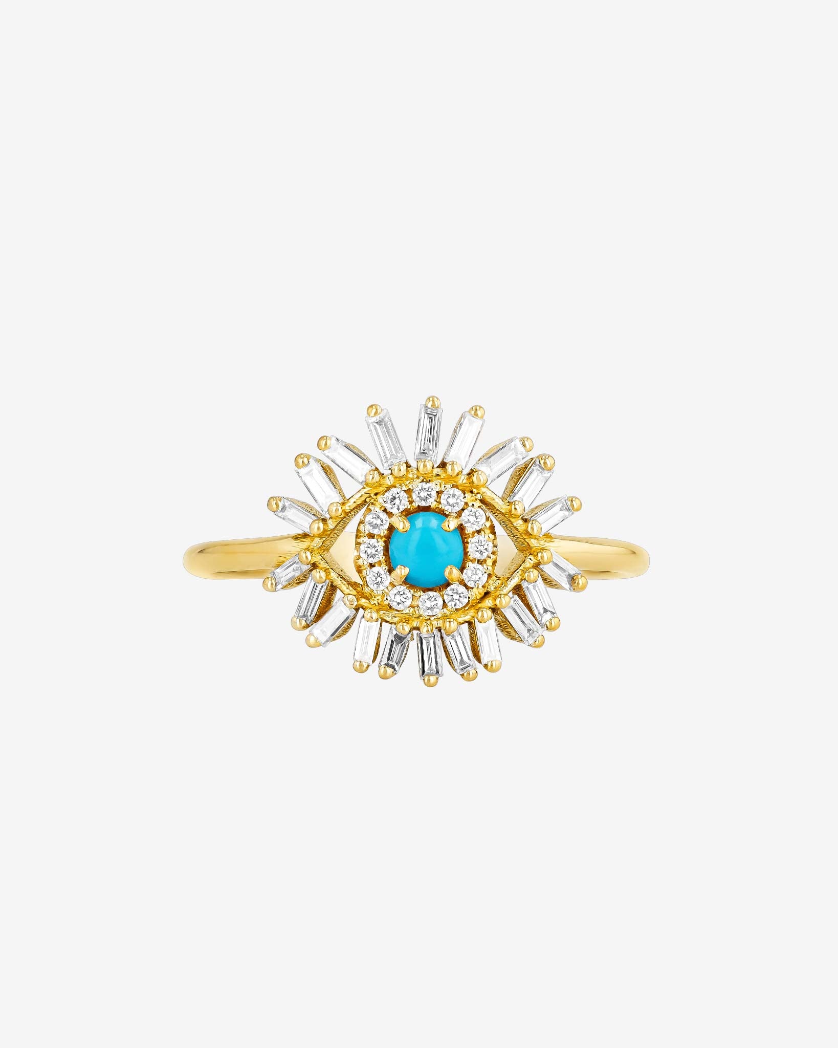 Suzanne Kalan Evil Eye Mini Turquoise Ring in 18k yellow gold