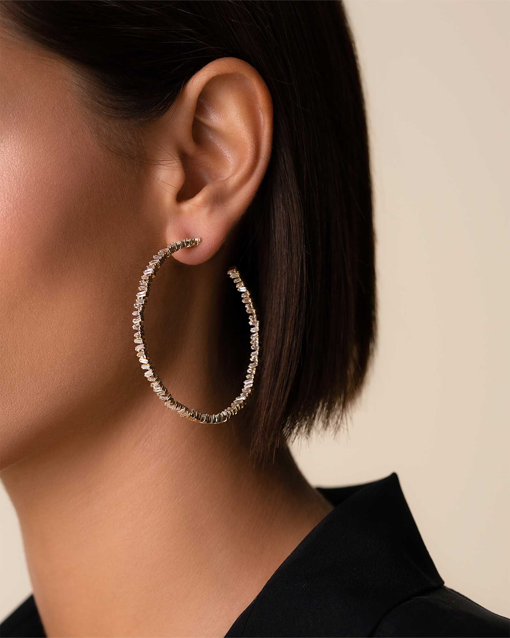 Suzanne Kalan Classic Diamond Milli Hoops in 18k yellow gold