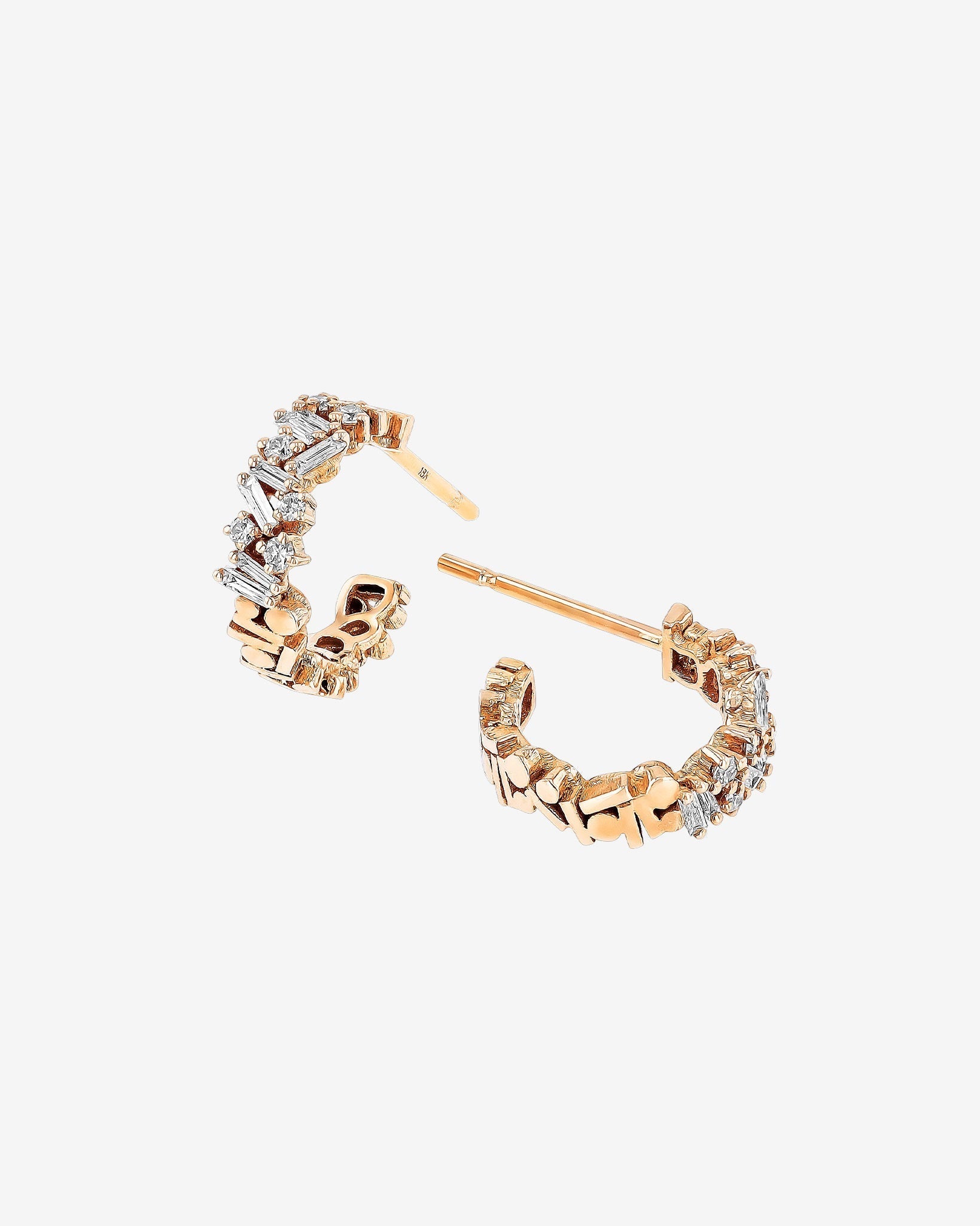 Suzanne Kalan Classic Diamond Icon Mini Hoops in 18k rose gold