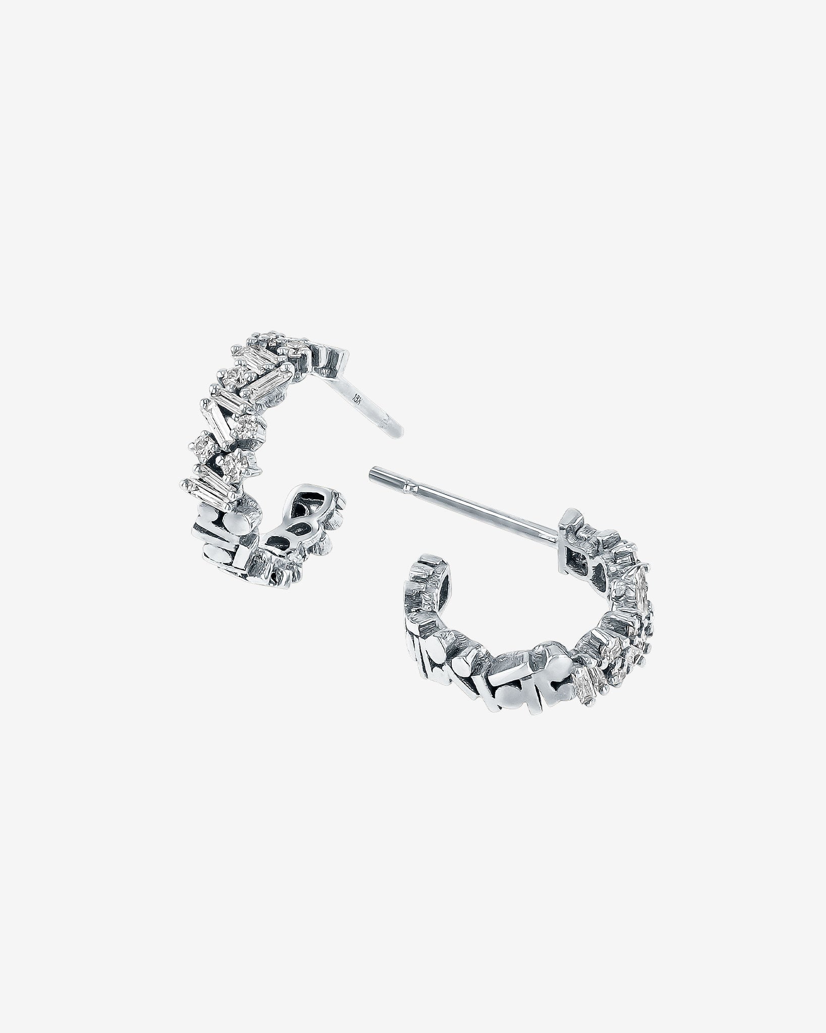 Suzanne Kalan Classic Diamond Icon Mini Hoops in 18k white gold