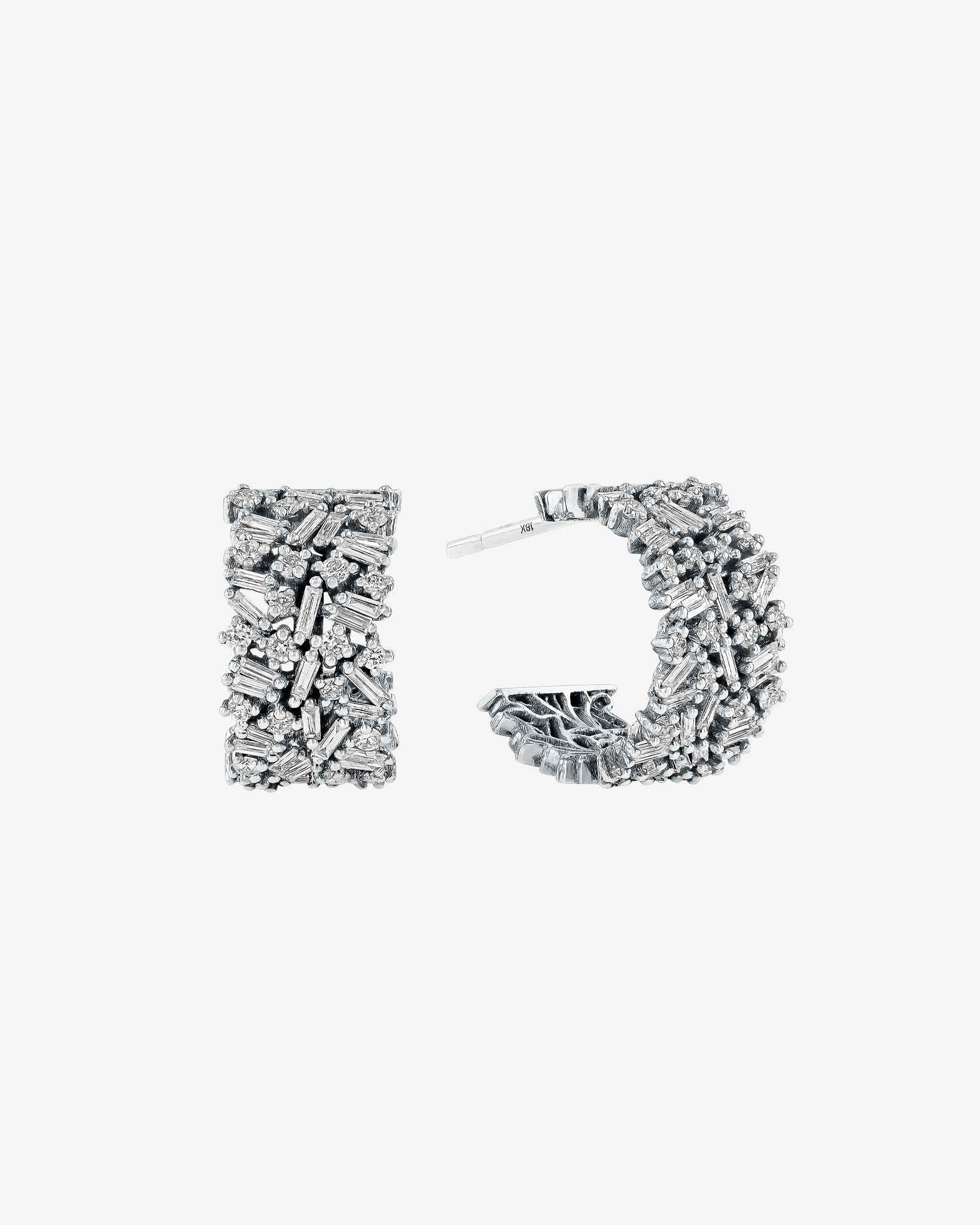 Suzanne Kalan Classic Diamond Icon Midi Hoops in 18k white gold