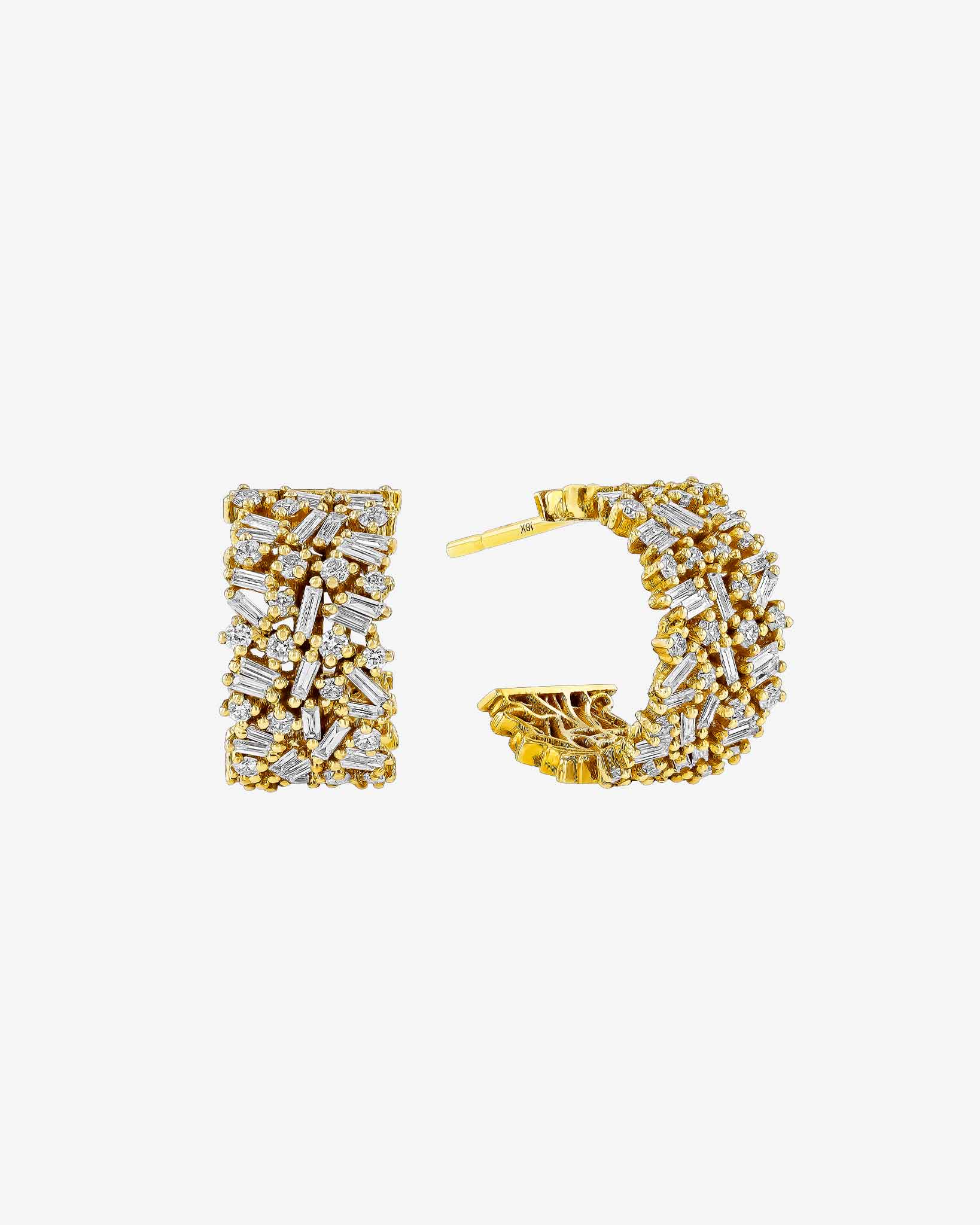 Suzanne Kalan Classic Diamond Icon Midi Hoops in 18k yellow gold