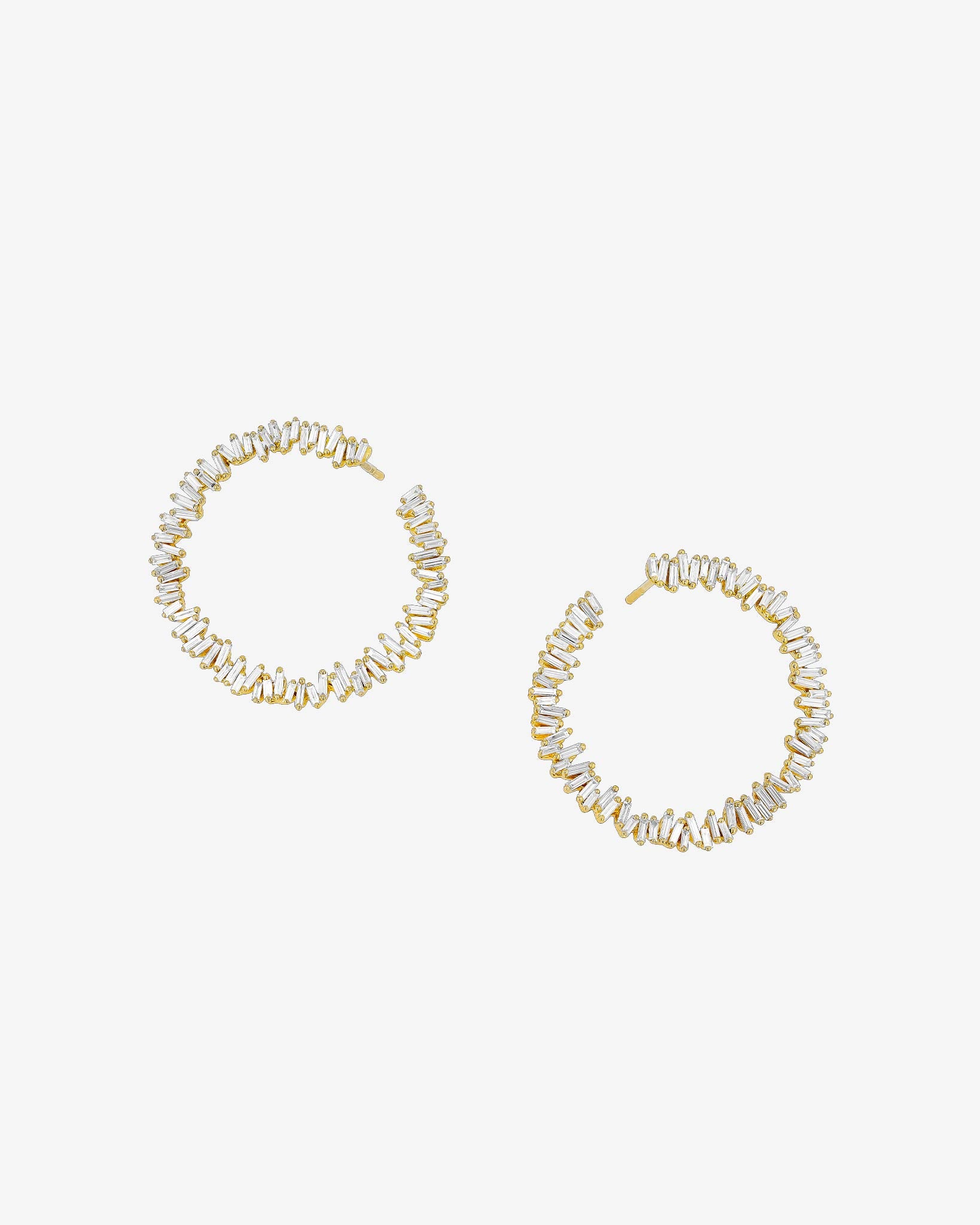 Suzanne Kalan Classic Diamond Midi Sideways Hoops in 18k yellow gold