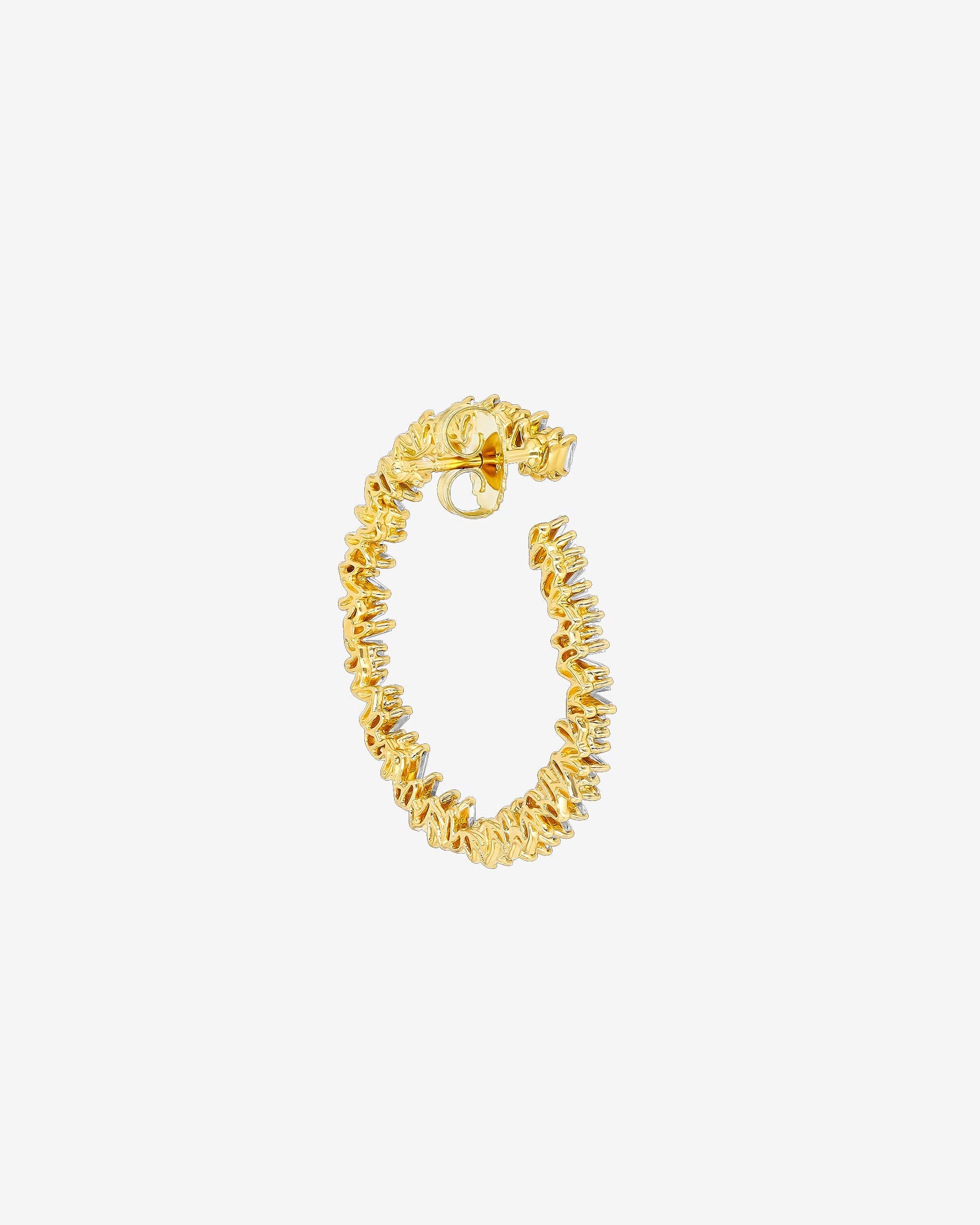 Suzanne Kalan Classic Diamond Midi Sideways Hoops in 18k yellow gold